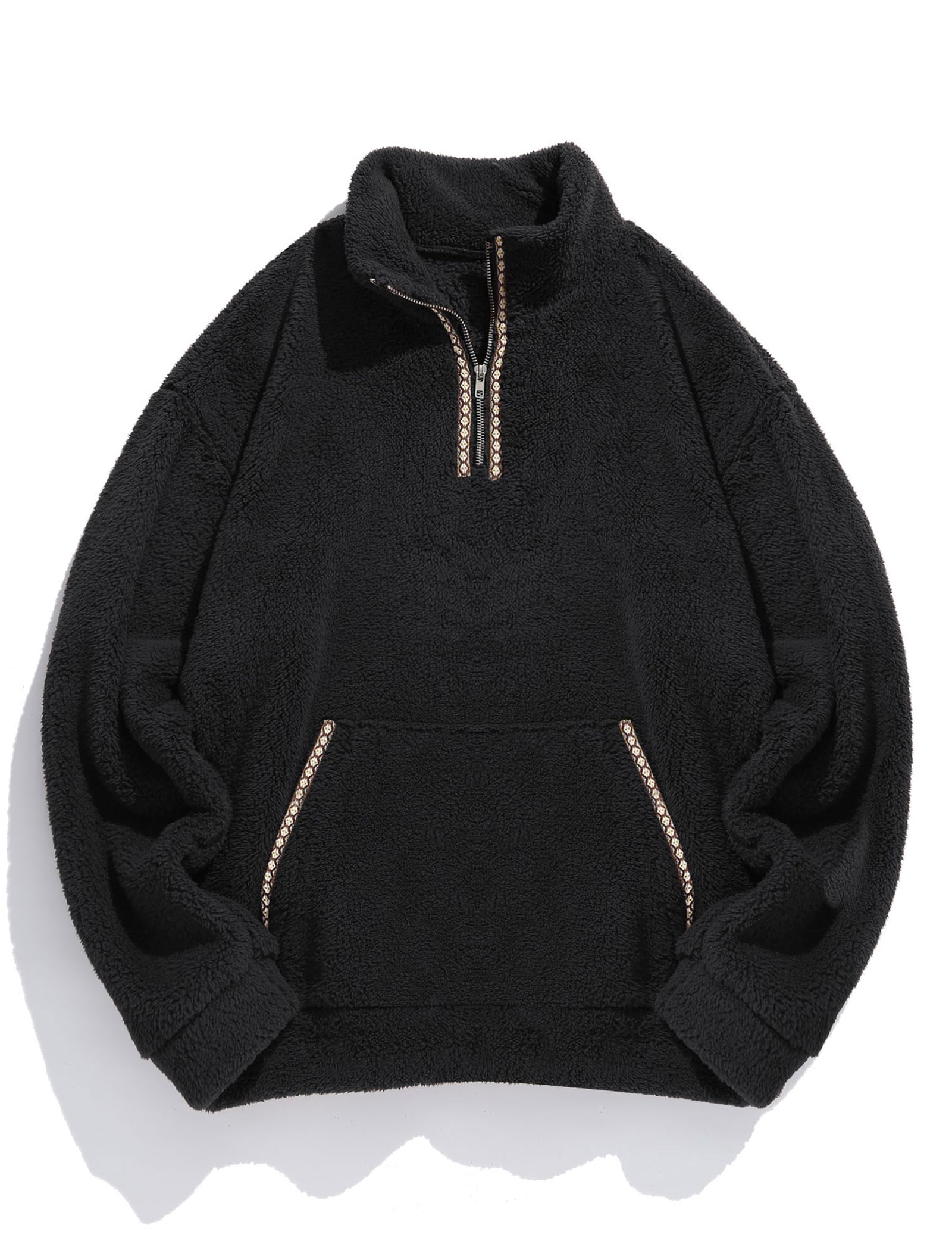 ZAFUL Men 1/4 Zipper Ethnic Aztec Fleece Unisex Winter Sweatshirt Tops 2026
