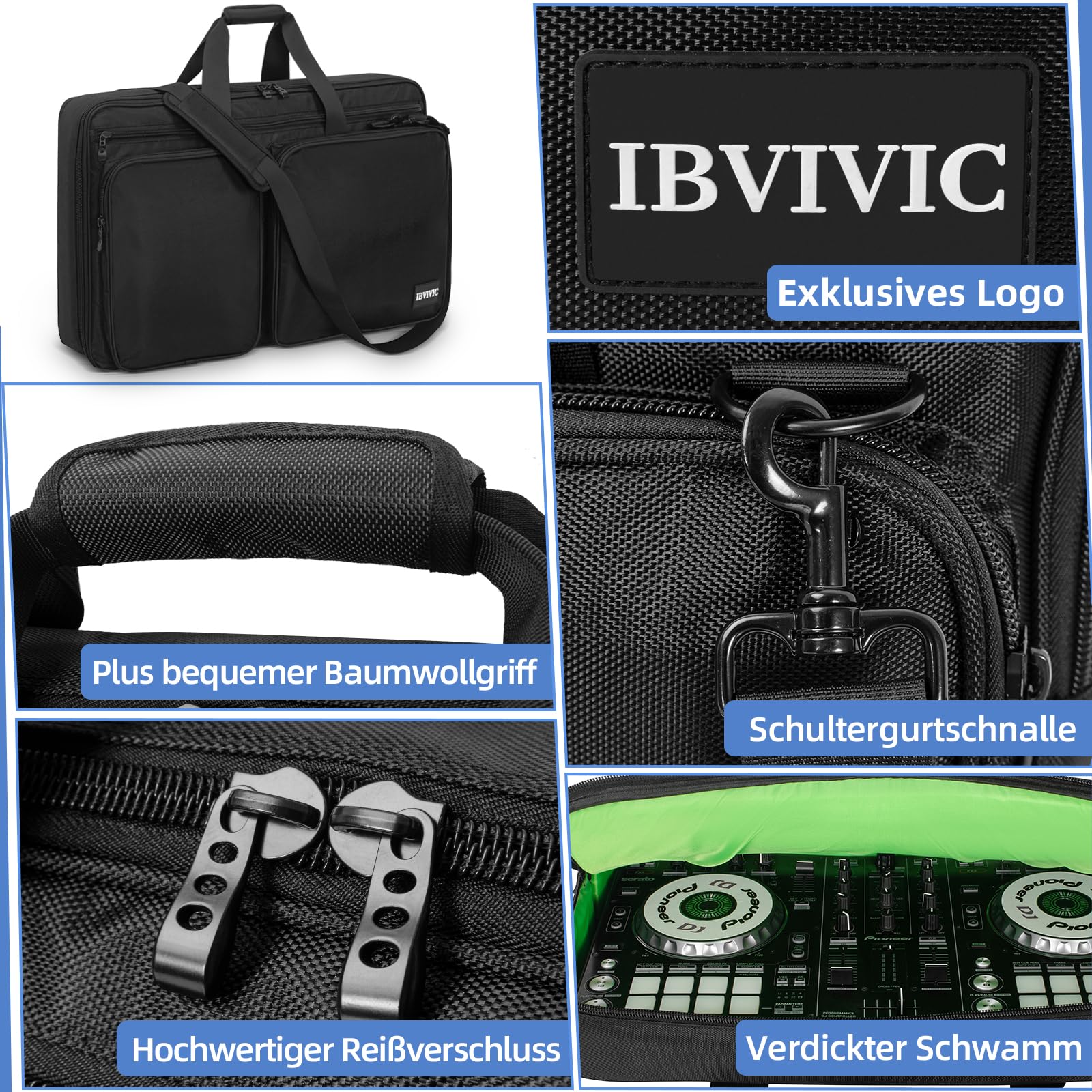 DJ Controller Tasche Kompatibel mit Pioneer RX/NI Traktor Kontrol S8/DDJ SX SX2 SX3/DDJ 800 808/DDJ FLX6, Gepolsterte DJ Mixer Tasche, DJ Schutztasche