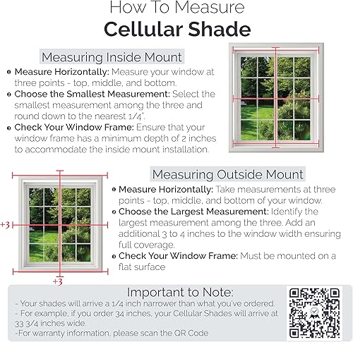 Miniatura 3 de Linen Avenue Persiana celular opaca estándar inalámbrica de 26 12 pulgadas de ancho x 84 pulgadas de alto, muselina