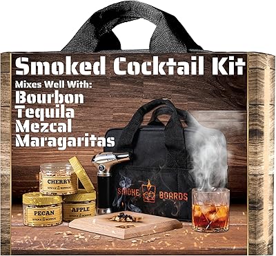 Smoke Board’s Old Fashioned Cocktail Smoker Kit with Torch Whiskey/Bourbon Drink Infuser with Three Wood Chips, Smoker Kit...