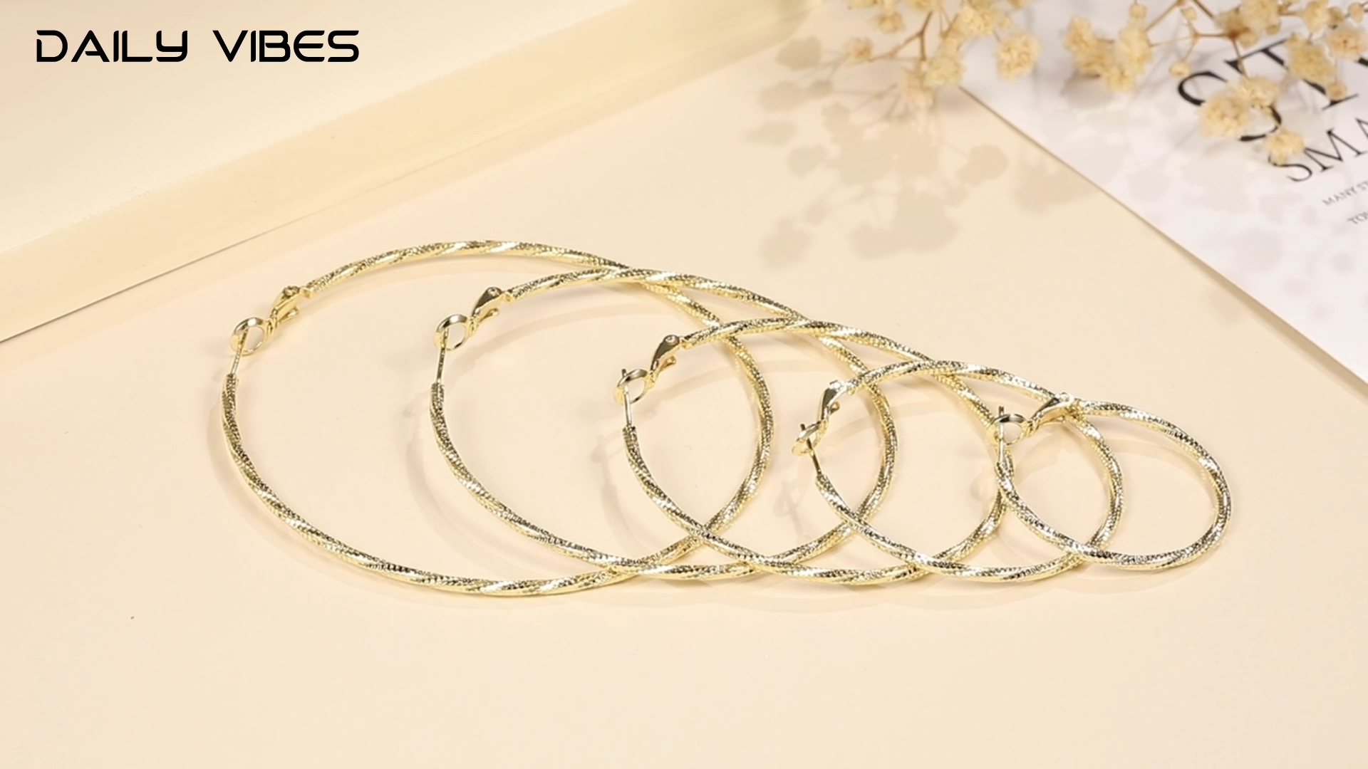 Amazon.com: DAILY VIBES Dainty Thin Twisted Big Gold Hoop Earrings