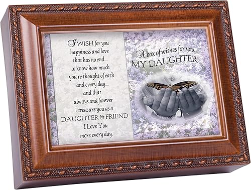 Cottage Garden Caja de deseos para ti My Daughter - Caja de música con cuerda de madera