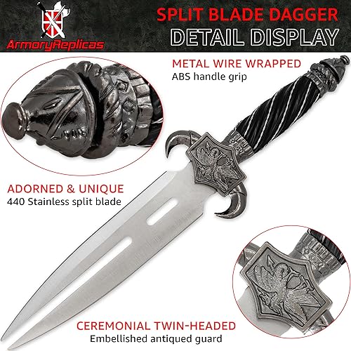 Miniatura 2 de Armory Replicas - Clashing Claws - Daga armada de inspiración medieval - Disfraz de caballero de acero inoxidable para cosplay con vaina dura