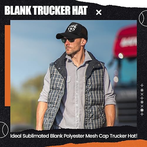 Miniatura 6 de 10 gorras de camionero en blanco para sublimación, gorra de béisbol de malla de poliéster para hombres y mujeres