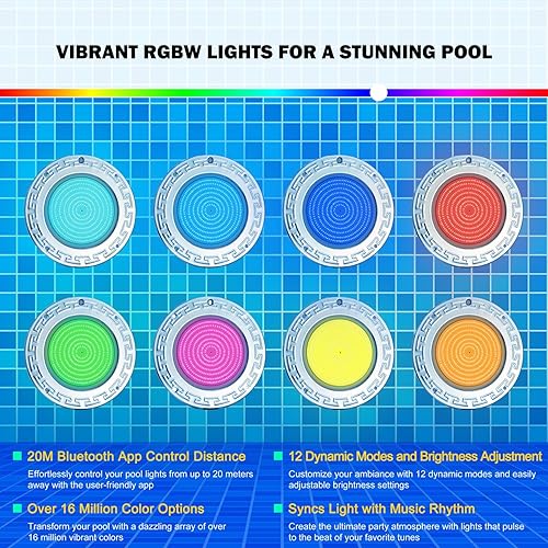 Miniatura 3 de Luces de piscina para piscina enterrada, luz LED grande de 10 pulgadas para piscina enterrada multicolor con cable de 50 pies para nicho húmedo,
