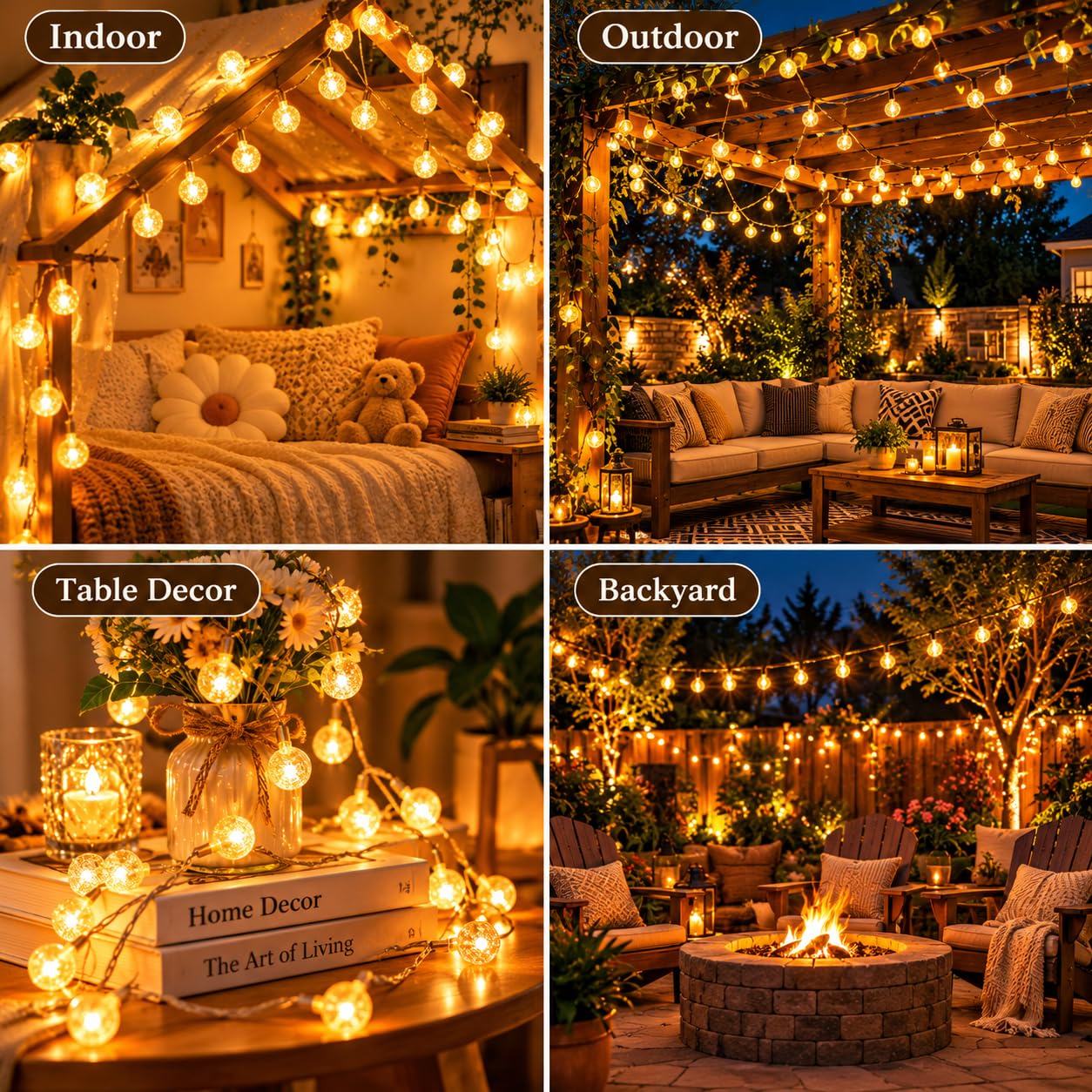 Crystal Ball String Lights - Warm White Glow -7