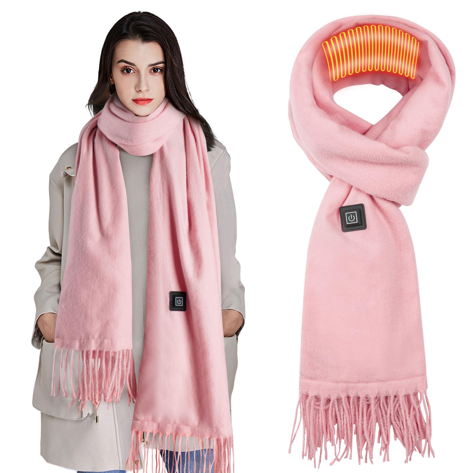 CHEPULA Beheizbarer Schal mit 3 Temperatureinstellungen, USB-Elektroschal zur Linderung von Nackenschmerzen, weiche, warme Winterschals für Damen Herren, ideal für den Winterpendelverkehr im Freien