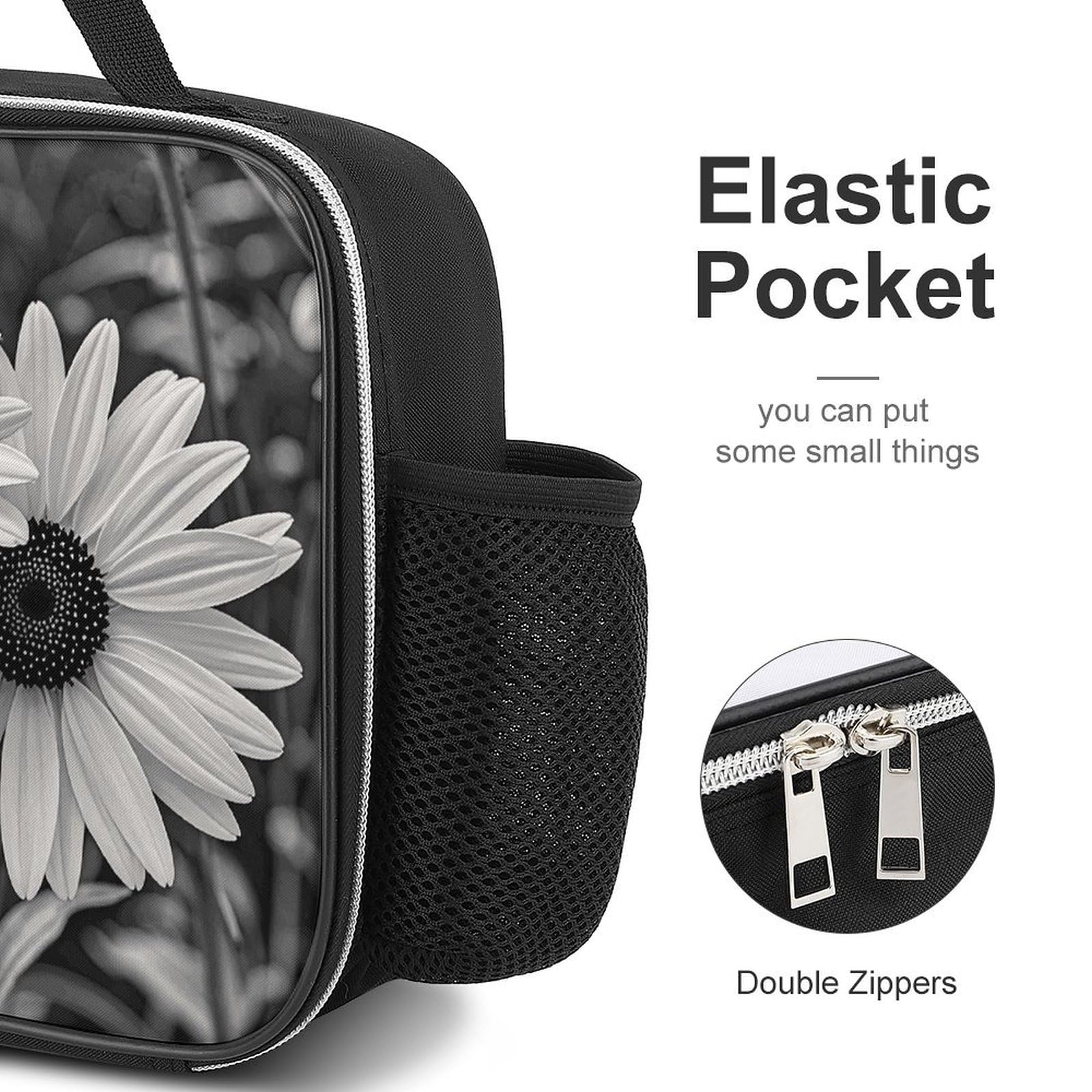 Amazon.com: Lunch Bag Black And White Flowers Lunch Box for 