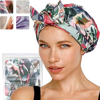 Shower Cap for Women, Luxury, Fashionable, Reusable, Waterproof Turban Shower Cap SMPL OBJECTS (Tropical)