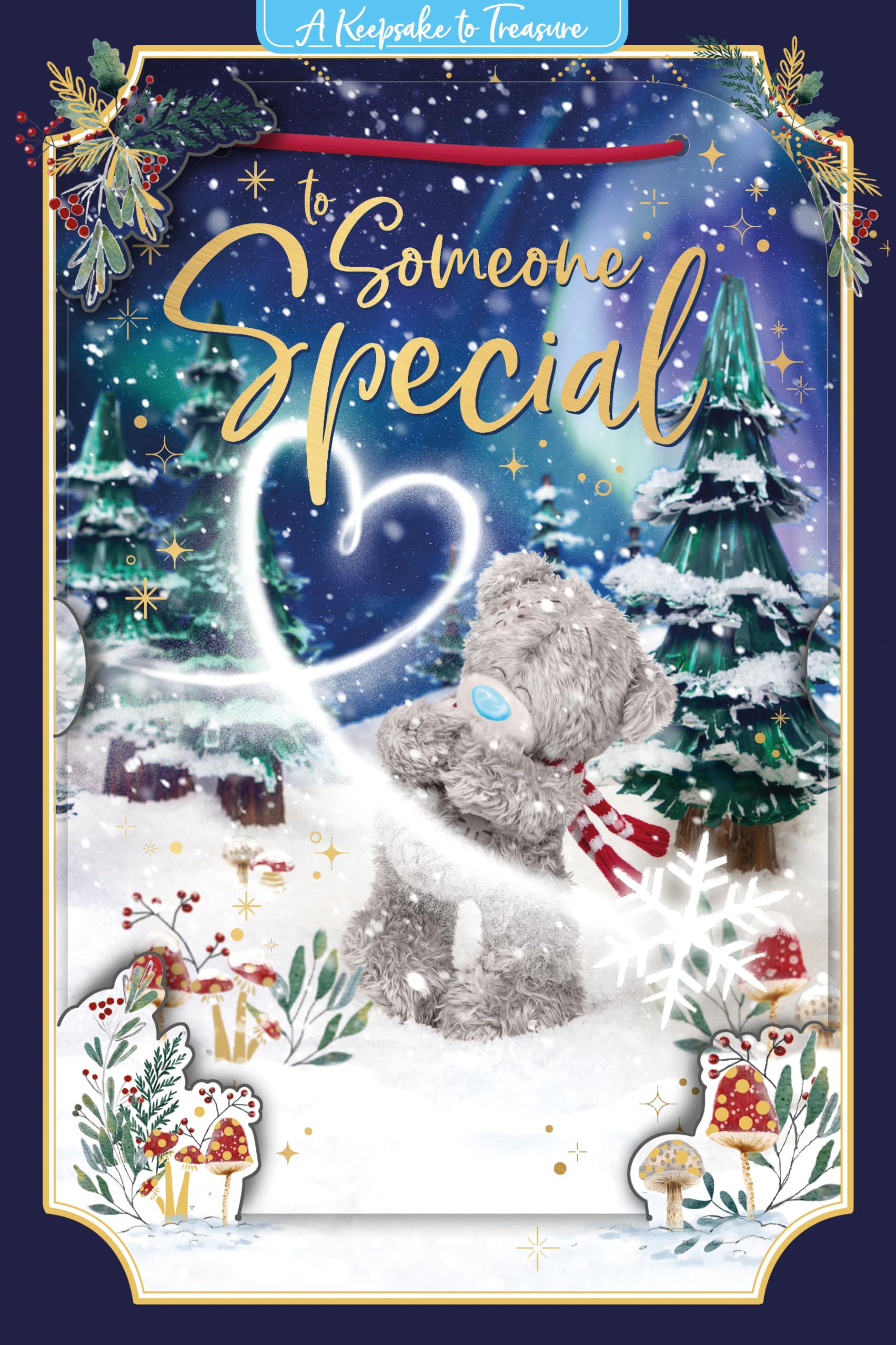 Me to You Tatty Teddy 3D Christmas Keepsake Card For Someone Special, Tatty Teddy With Magical Snowflake 6x9ins - Official Collection