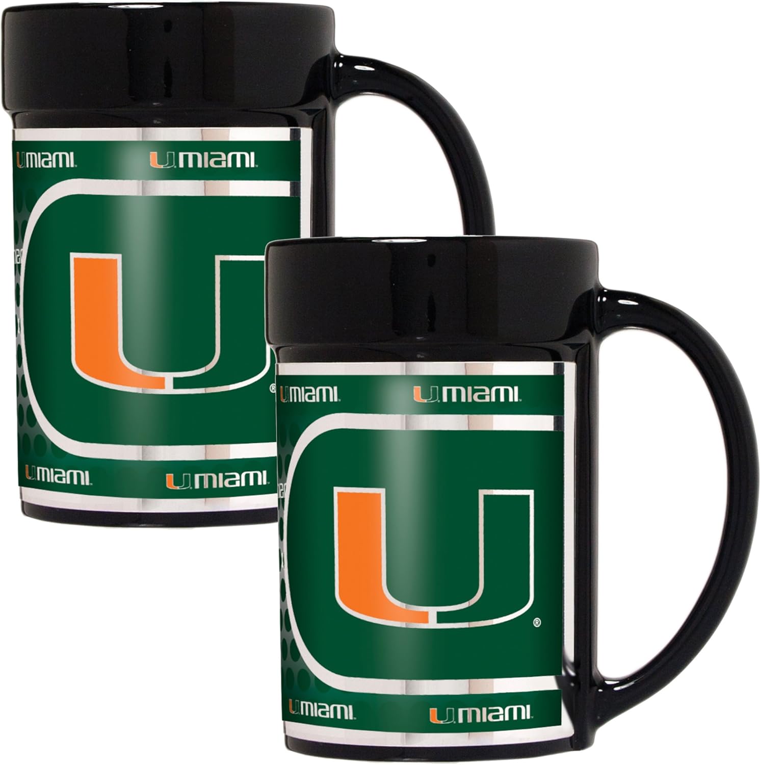 NCAA Miami Hurricanes Coffee Mug Set with Metallic