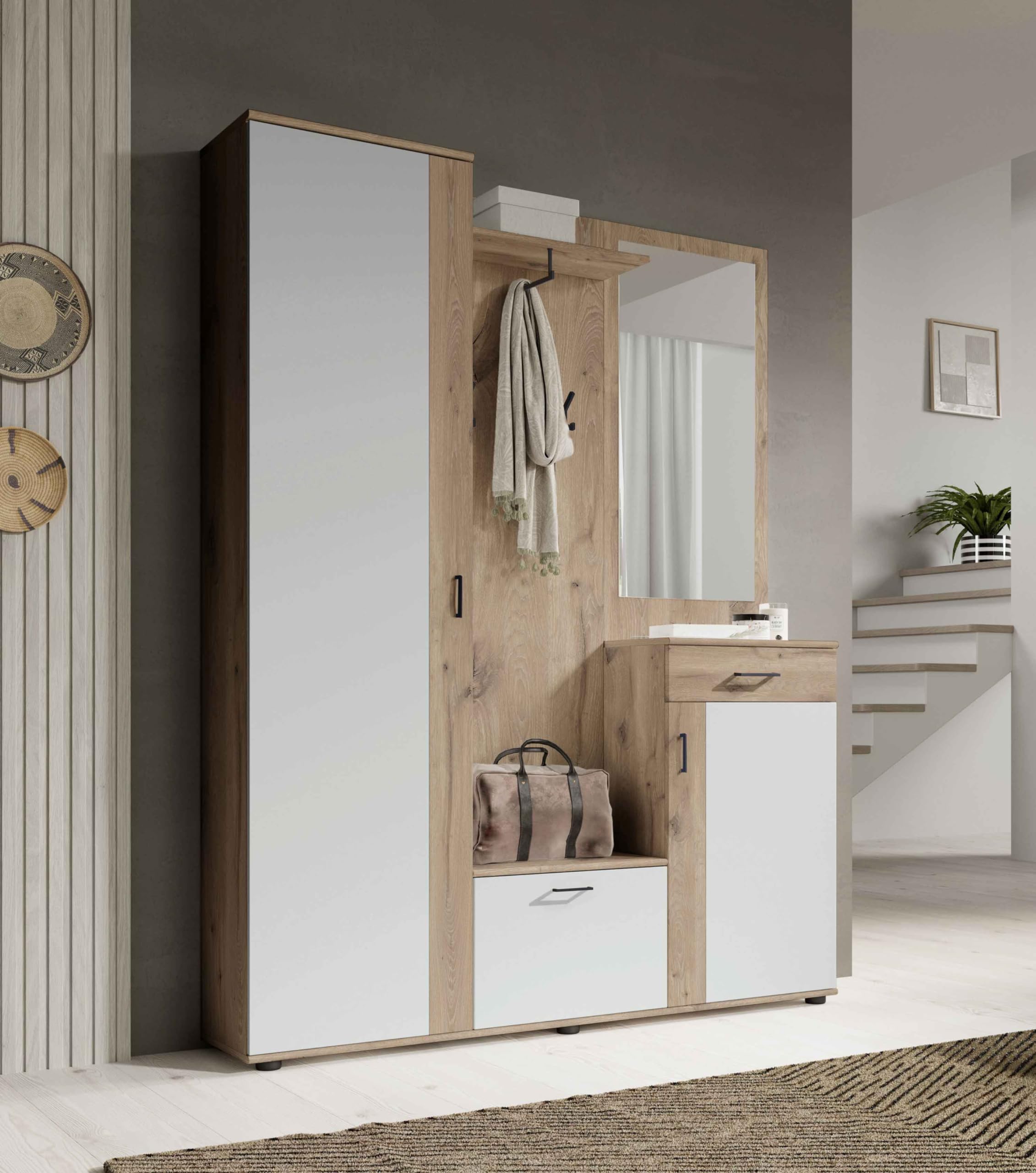 AVANTI TRENDSTORE - Pit - Armadio da ingresso in legno laminato con specchio incluso, disponibile in tre colorazioni. Dimensioni: LAP 145x188x30 cm