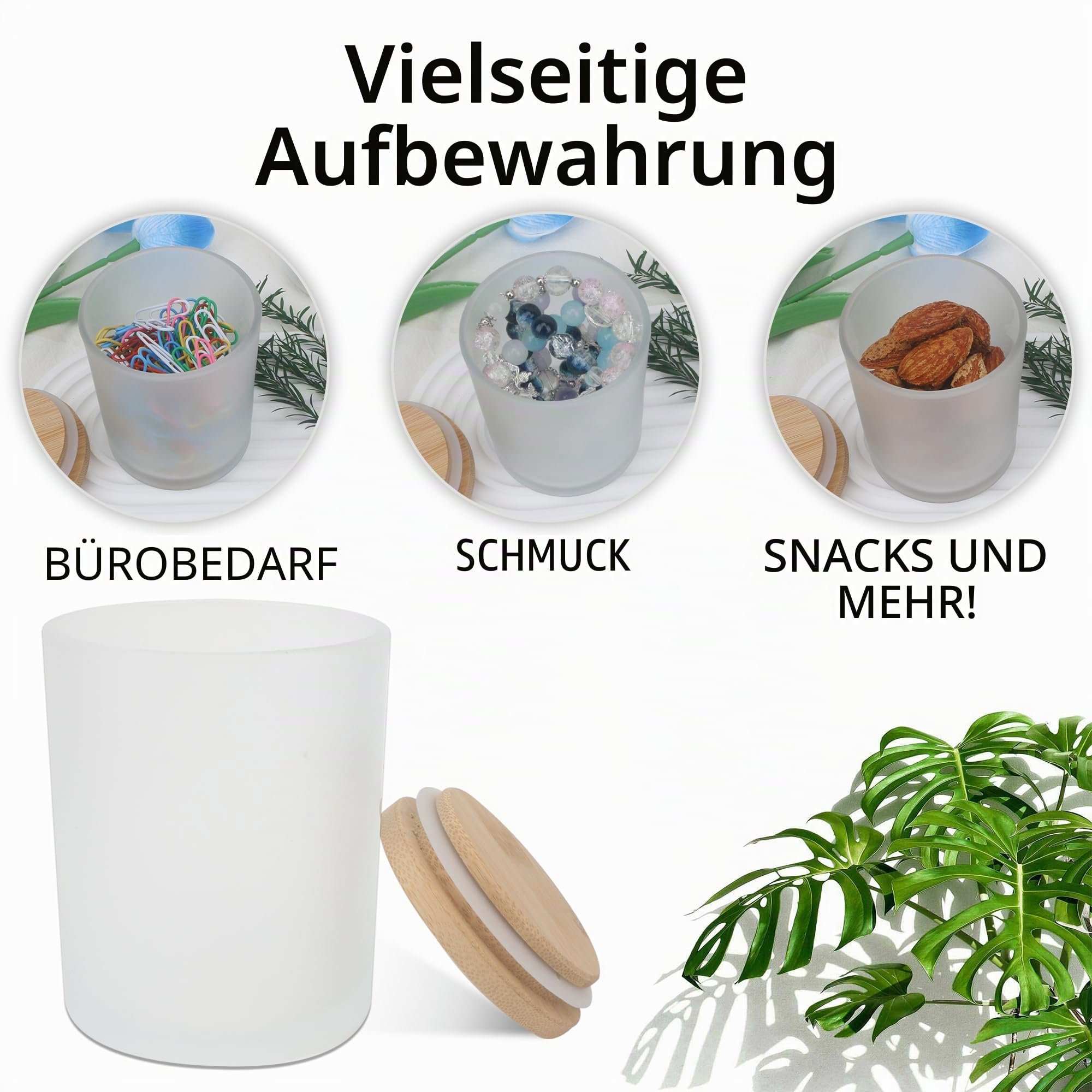 MILIVIXAY 20 Stück 200 ml Milchglas-Kerzengläser mit Deckel, leere Kerzengläser für die Herstellung von Kerzen, Gewürze, Pulverbehälter.