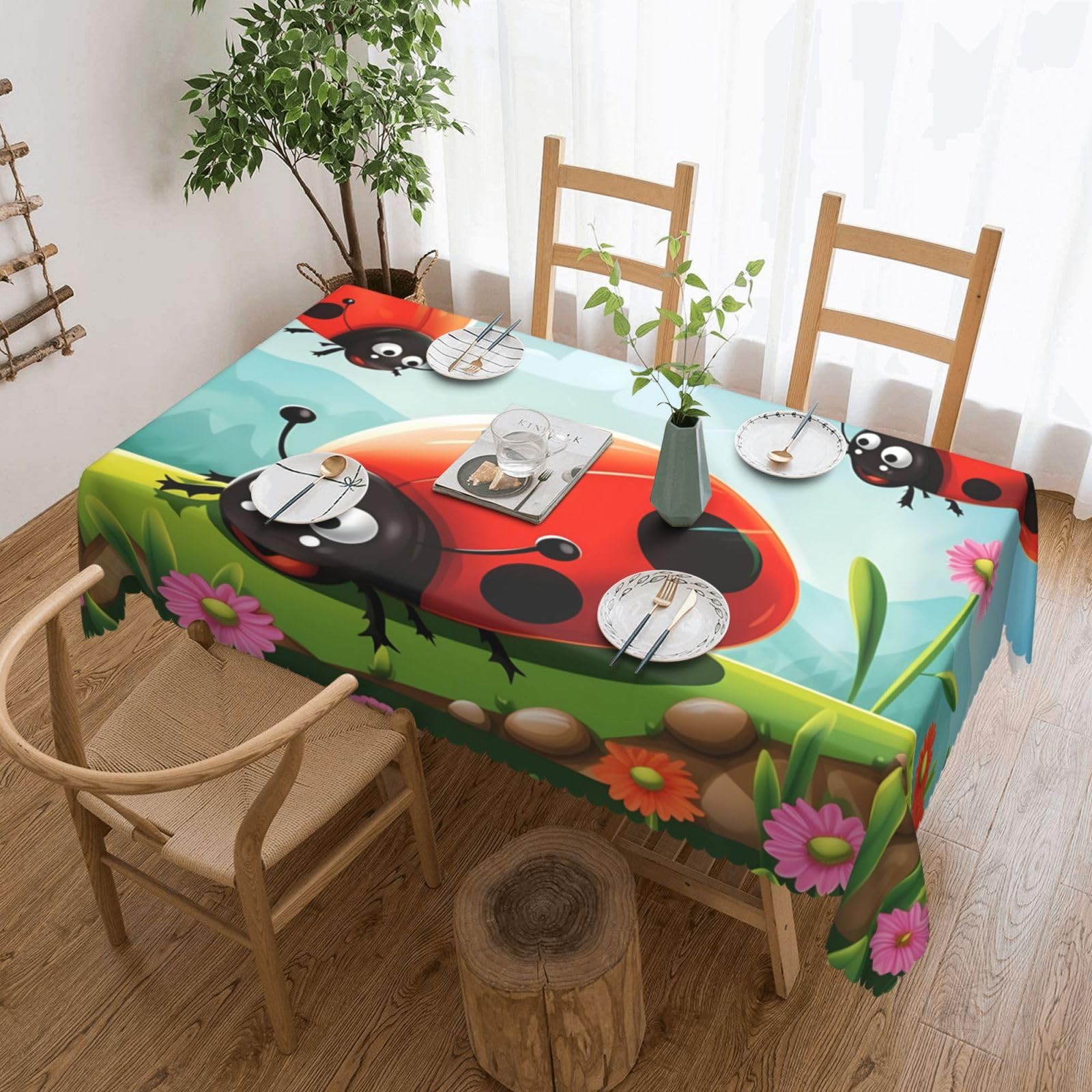 Nappe rectangulaire paysage coccinelle pour inviter la poésie de la nature chez vous