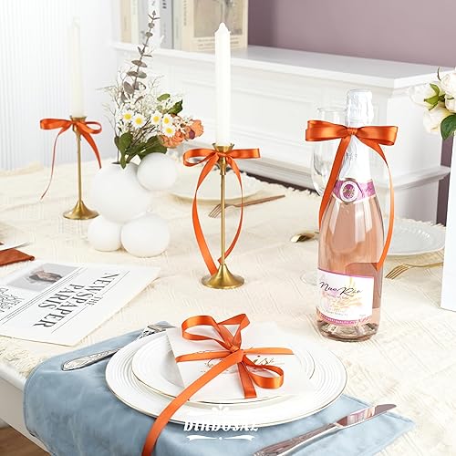 Miniatura 3 de DINDOSAL Cinta de satén de terracota de 12 pulgada para envolver regalos de Navidad, cinta naranja quemada para manualidades, tarjeta de invitación