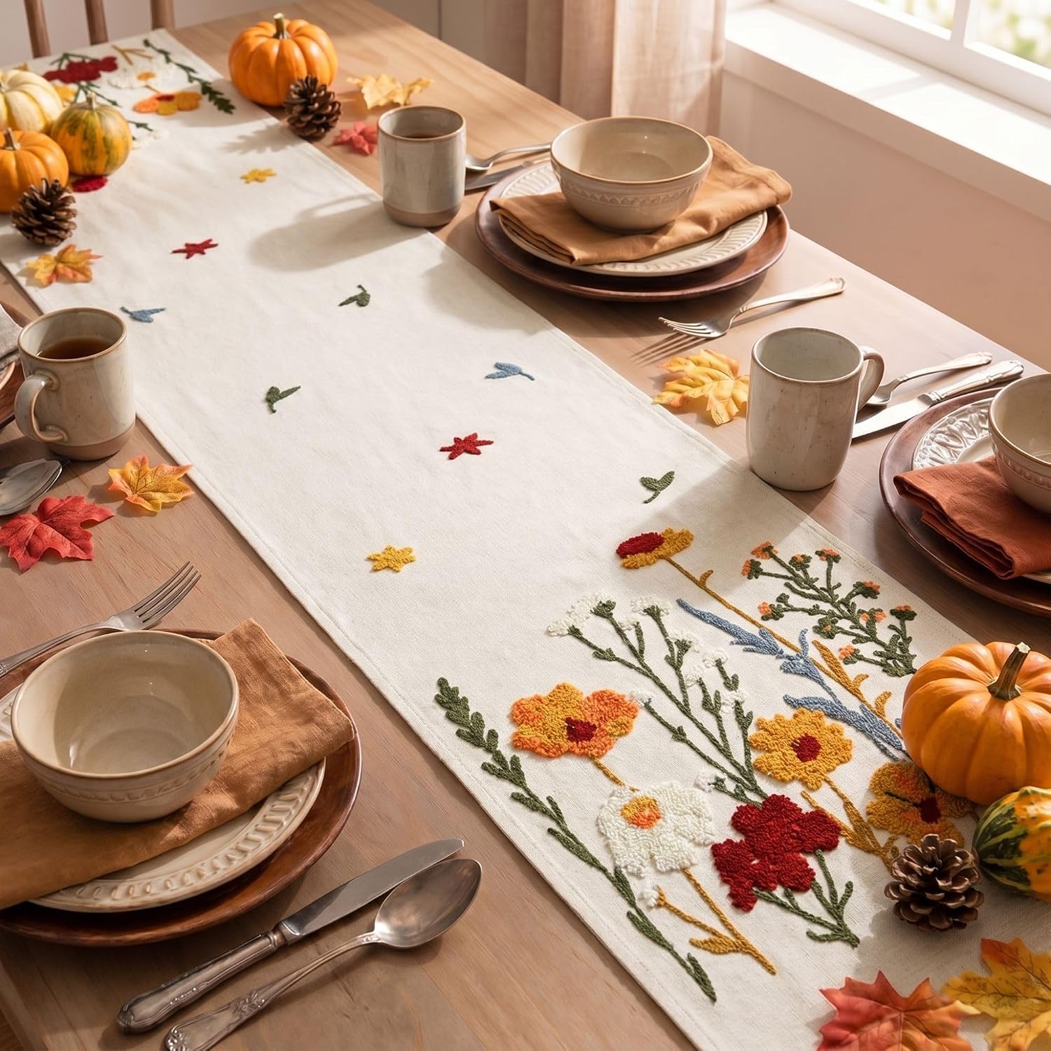 Artoid Mode 3D Chain Embroidery Soft Fall Table Runner 13x72 Inch