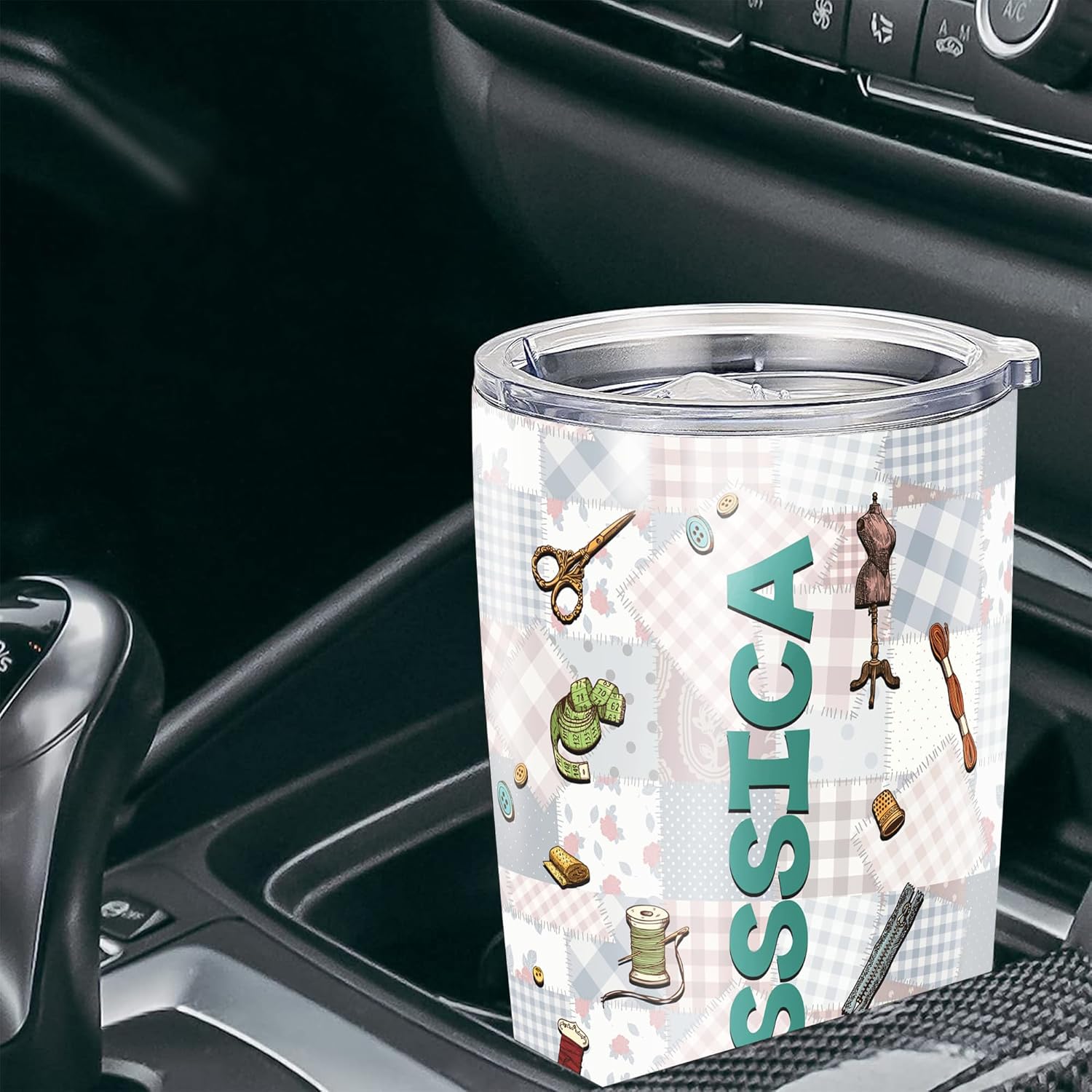 DORRIS Personalized Sewing Tumbler with Lid 20oz 30oz Stainless Steel Insulated Cup Coffee Travel Mug Quilting Lover Quilting Gifts for Quilters Women Girl Birthday Mothers Day