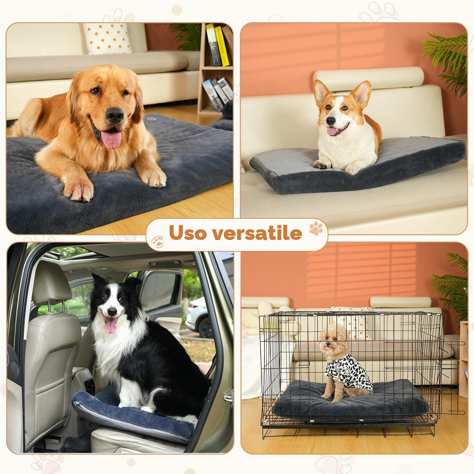 EMPSIGN Cuscino per cani reversibile (freddo e caldo), tappetino per cani di grandi taglia impermeabile (119 x 74 x 7,6 cm), letto per cani in schiuma ad alta densità, materasso per cani con fodera