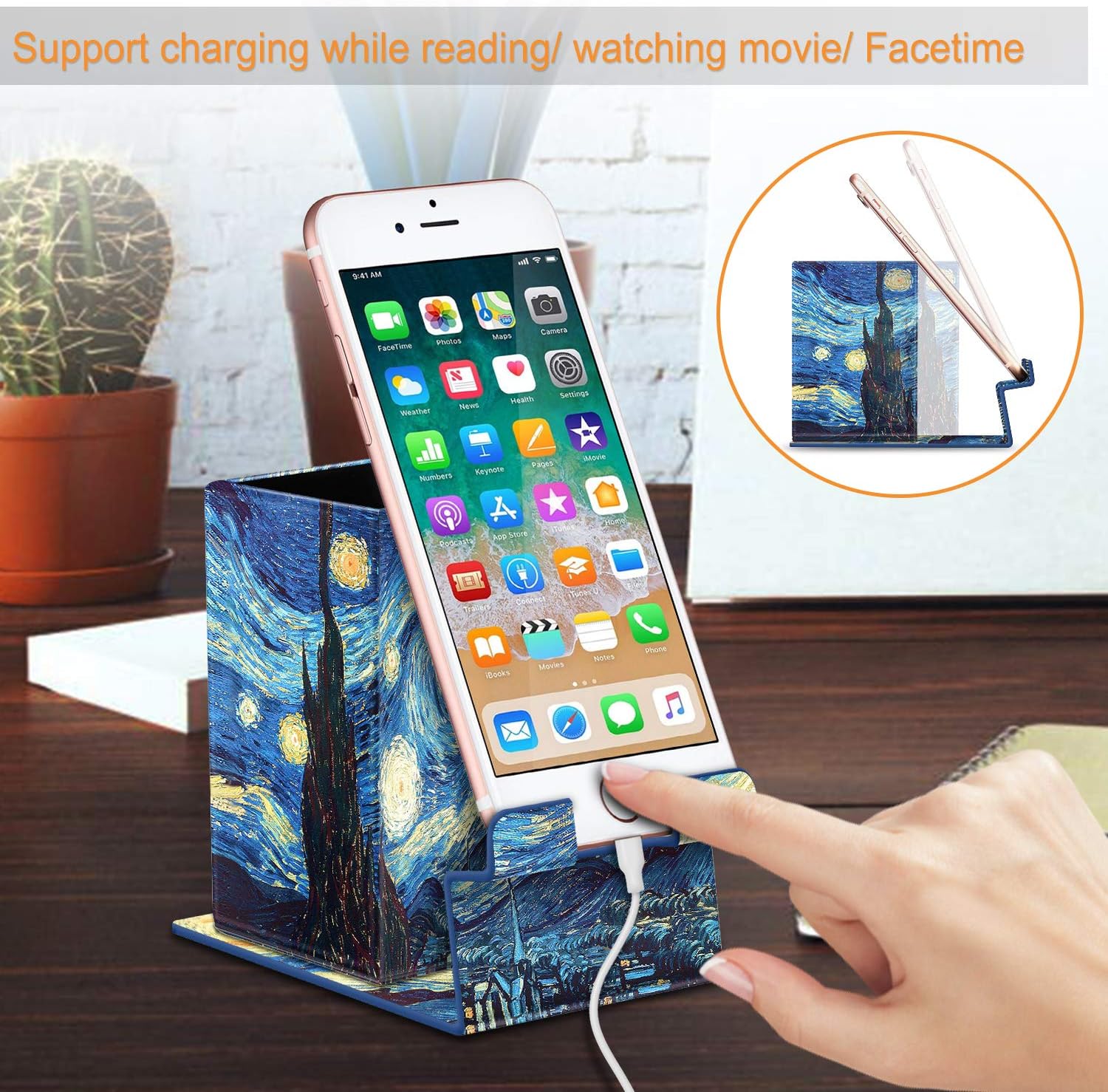 Fintie Pencil Holder with Magnetic Base- Pencil Case Phone Stand Desktop Organizer, Starry Night : Clothing, Shoes & Jewelry