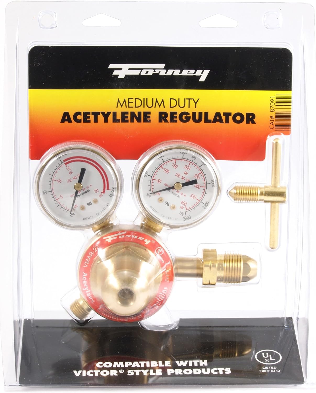 Forney 87091 Acetylene Regulator, Medium Duty, Victor Style