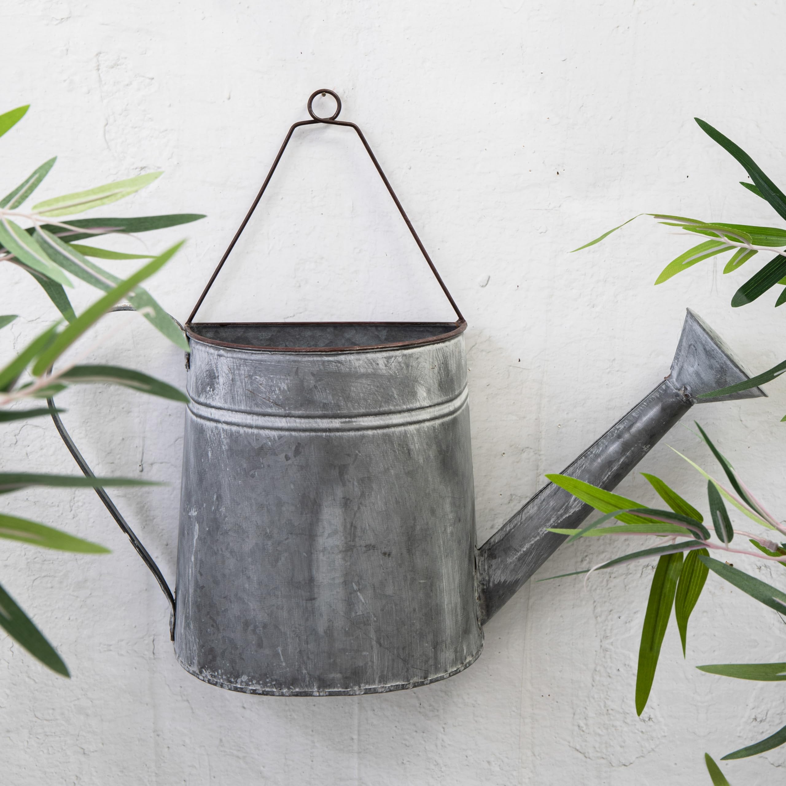 Metal Watering Can Planter Patio Garden Wall Fence Flower Pot - Available in two Sizes (Large)
