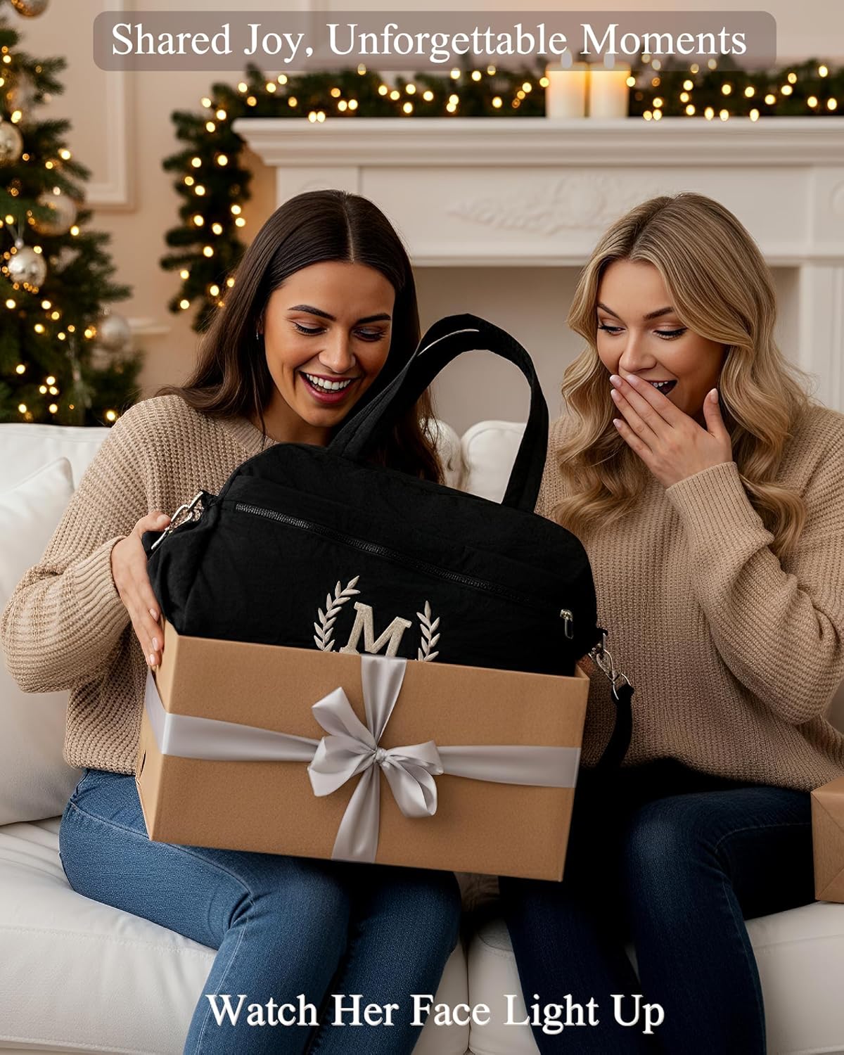 Gym Duffle Bag for Women – Embroidered Custom Initial Sports Bag for Men – Personalized Travel & Workout Duffel with Luggage Sleeve – Thoughtful Gift for Mom, Girl, Daughter, Mother (Black, M) - Image 3