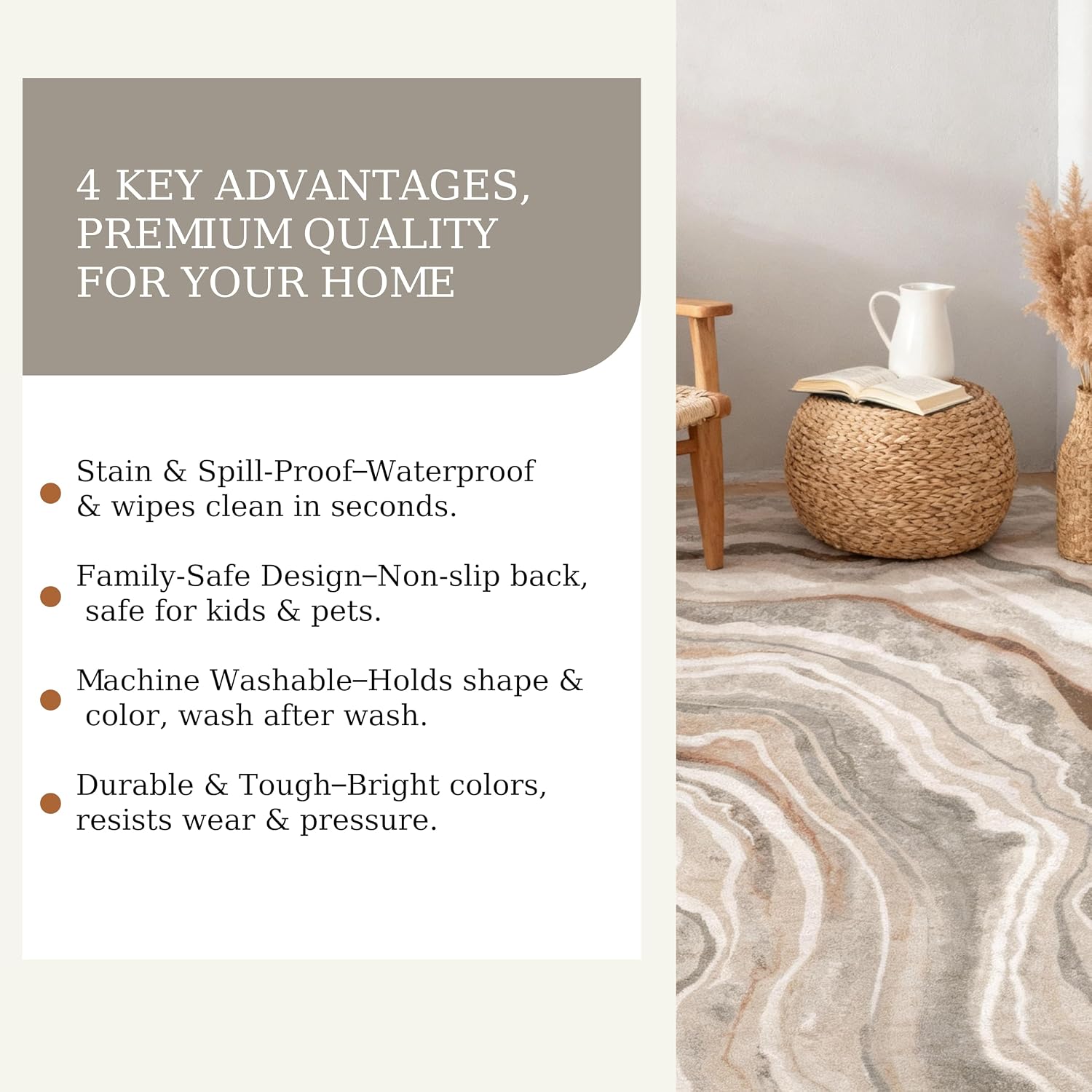 2x3 Washable Doormat, Non-Slip Rug for Front Door, Bathroom & Kitchen - Low Pile Indoor/Outdoor Mat with Rubber Backing, Modern House Design