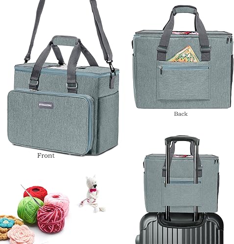 Vista 35 de MYBAGZIING - Bolsa de tejer, organizador de almacenamiento de hilo grande, bolsas de ganchillo y bolsas, bolsas de hilo para ganchillo, estuche