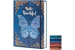3D Butterfly Embossed Hardcover College Ruled Journal for Women with 192 Lined Pages
