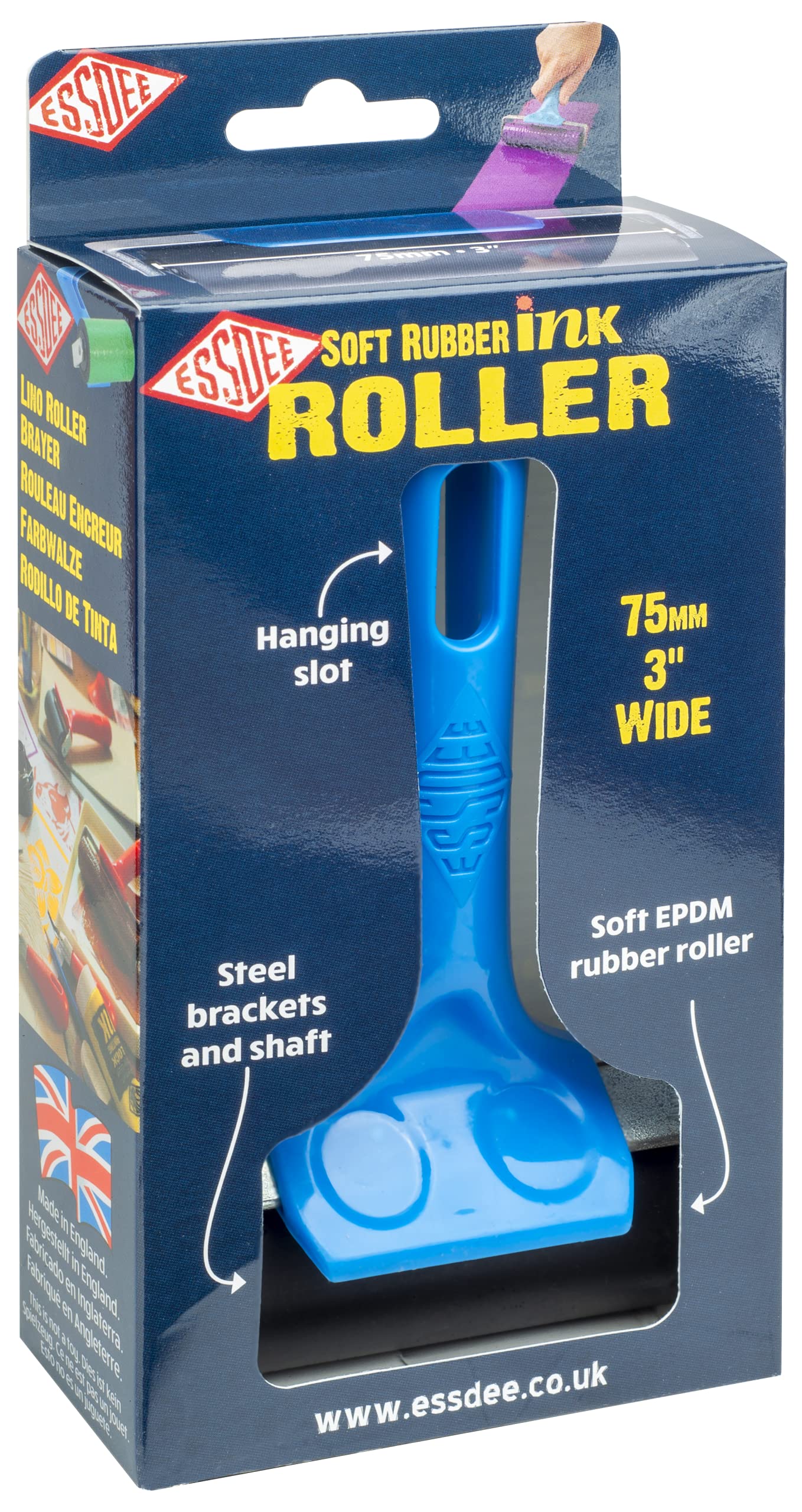 Essdee Ink Roller/Brayer (Soft) 75mm, Blue