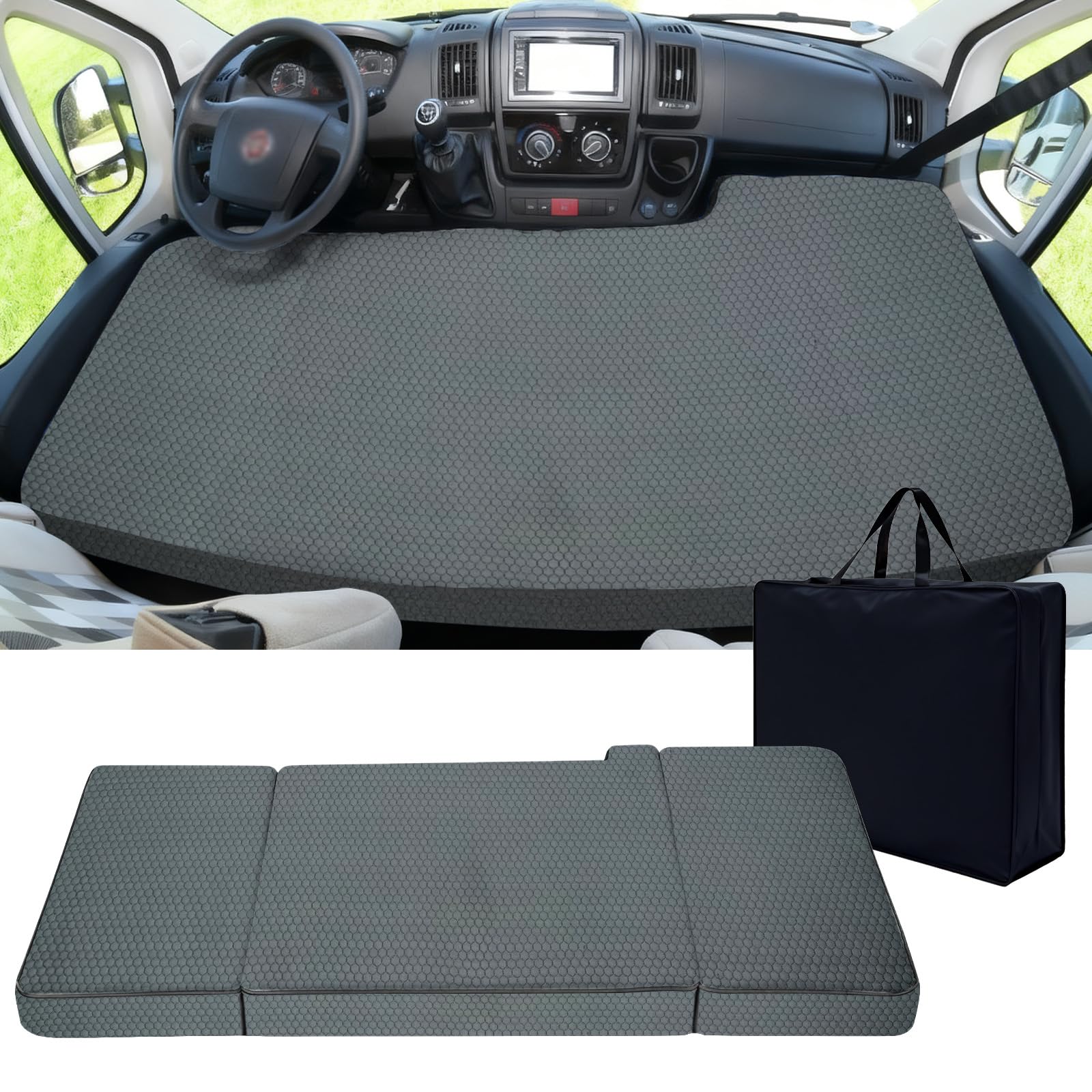 Dicke Kühlfühltechnologie Eisig&atmungsaktive Faltbare Fahrzeugmatratze kompatibel mit FIAT Ducato Citroen Jumper Peugeot Boxer Typ250 Camper(2002–2026)tragbare Klappmatratze Wohnmobil Camping Zubehör
