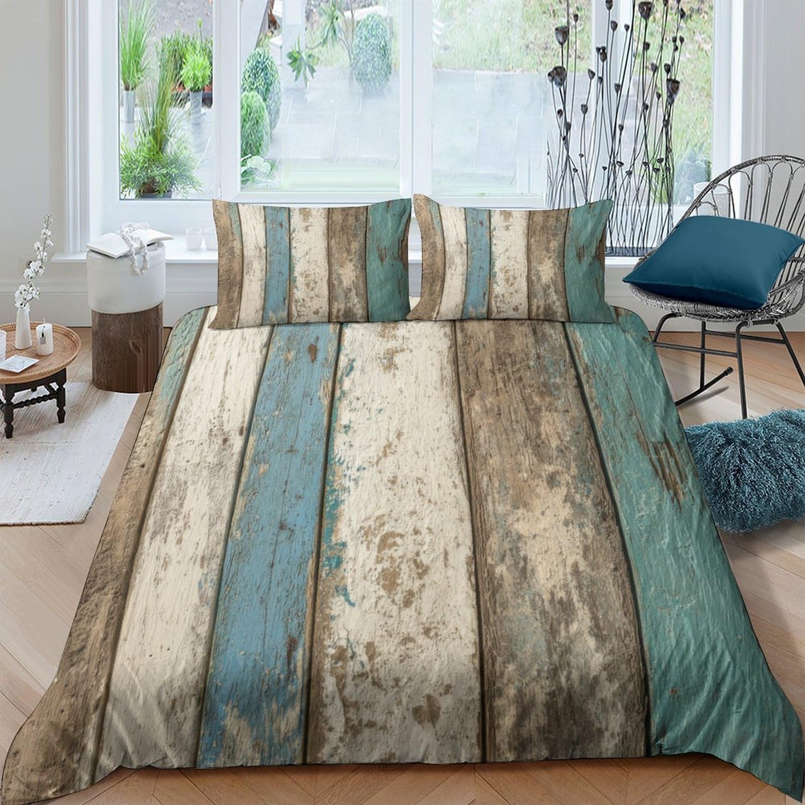 Ctjqhvkz Style-10 3D Printed Rustic Wood Fitted Sheet Microfiber Soft Breathable Vintage Plank Bed Cover For Bedroom Guest Room Decor Single（135X200cm）