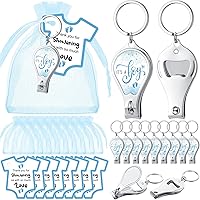 Vista 1 de Wesiti 36 juegos de llaveros para baby shower, con cortaúñas y abridor de botellas, tarjeta de agradecimiento y bolsa de organza