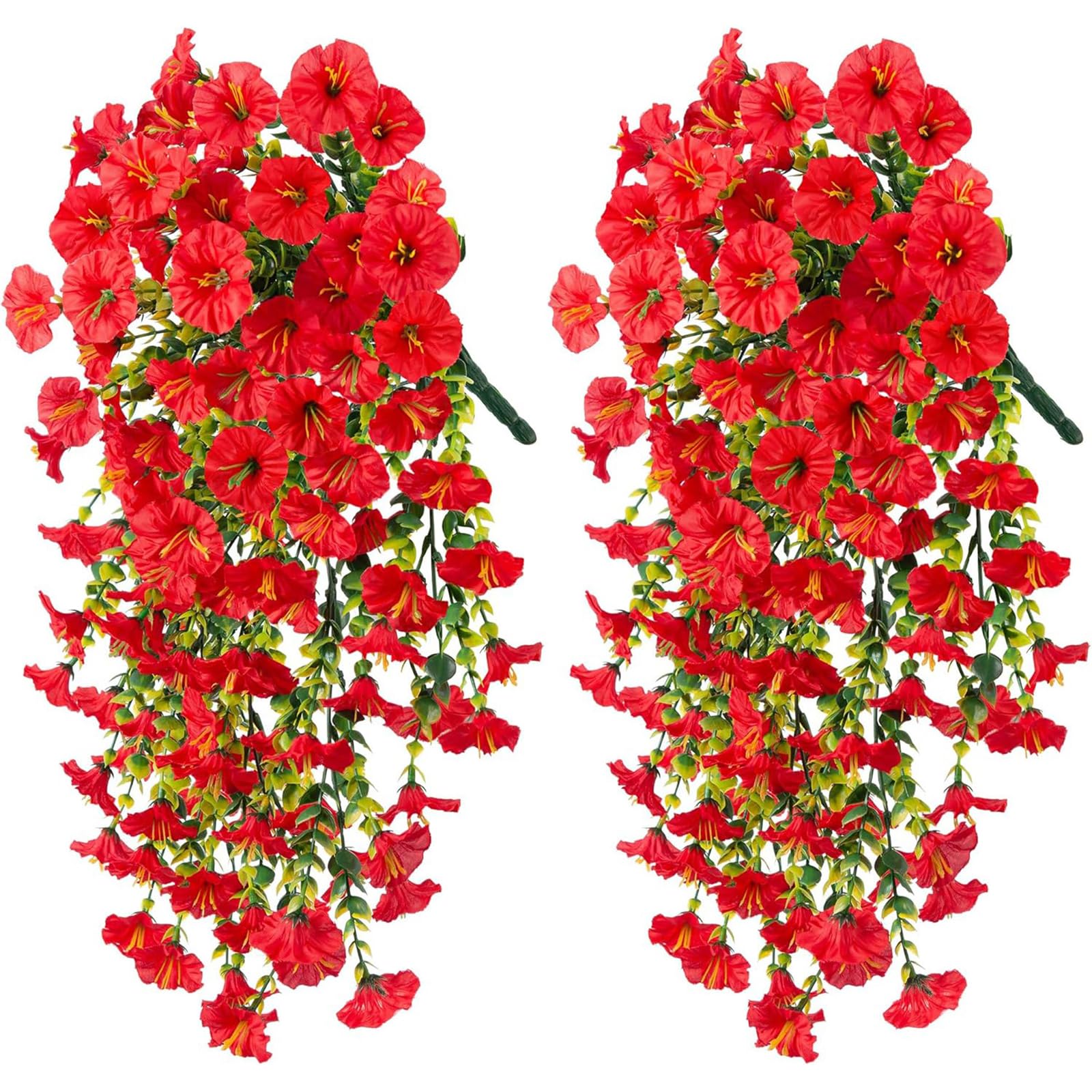Msioytog 2PCS Realistic Morning Glory Flower Hanging Decoration for Enhancing Home and Garden Bendable Flowers