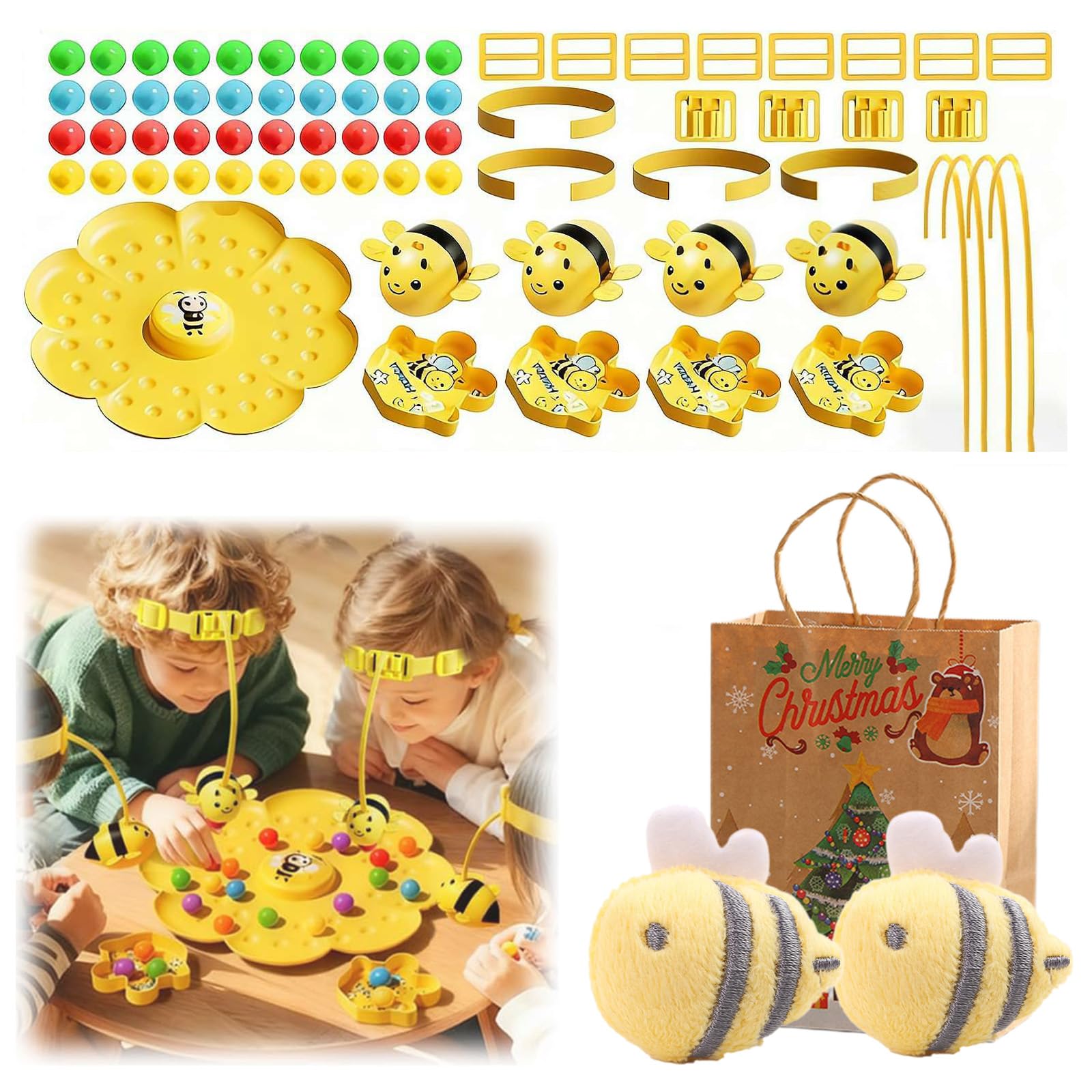 Magnetic Bee String Game, Colorful Multifunctional Magnetic Bee Toy String Game, Enjoy Interacting with Family for Party Outdoor Backyard Travel Camping (4 Players)