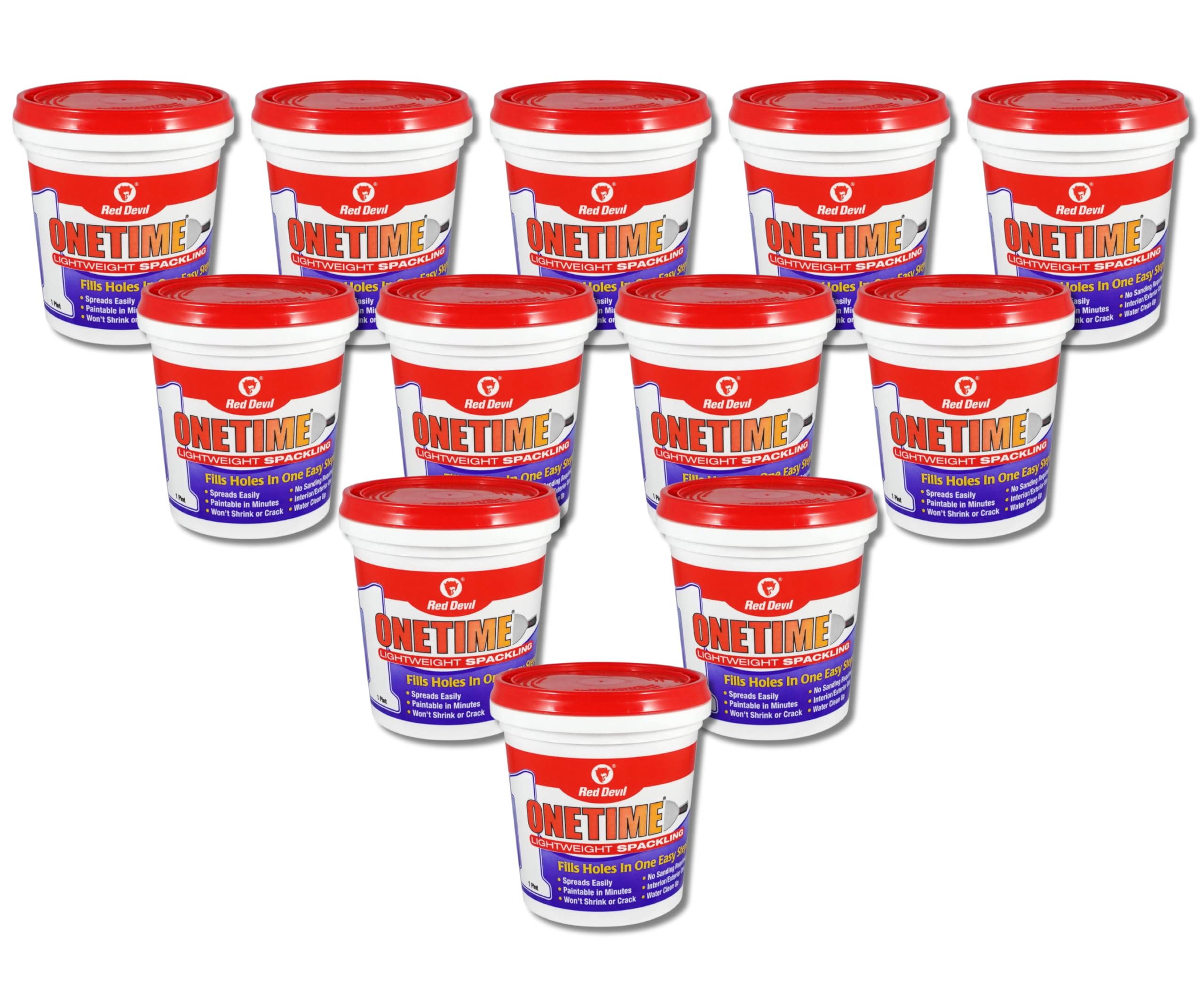 Red Devil Unisex-Erwachsene Lightweight Spackling, ONETIME Leichtes Spachteln, 1 Pint, Weiss/opulenter Garten, Pack of 12