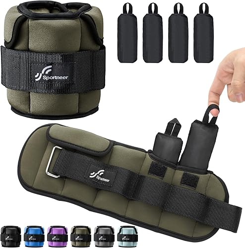 Miniatura 10 de Sportneer Pesas de tobillo ajustables para mujeres y hombres 1 par de 1 2 3 4 6 7 8 10 libras mejoradas fácilmente ajustable peso de pierna, correa