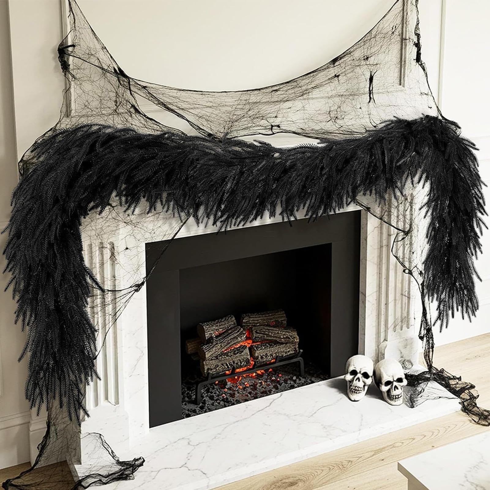 Artificiale Realistica - Ghirlanda Nera Halloween, 45 Cm Decorazione Corona