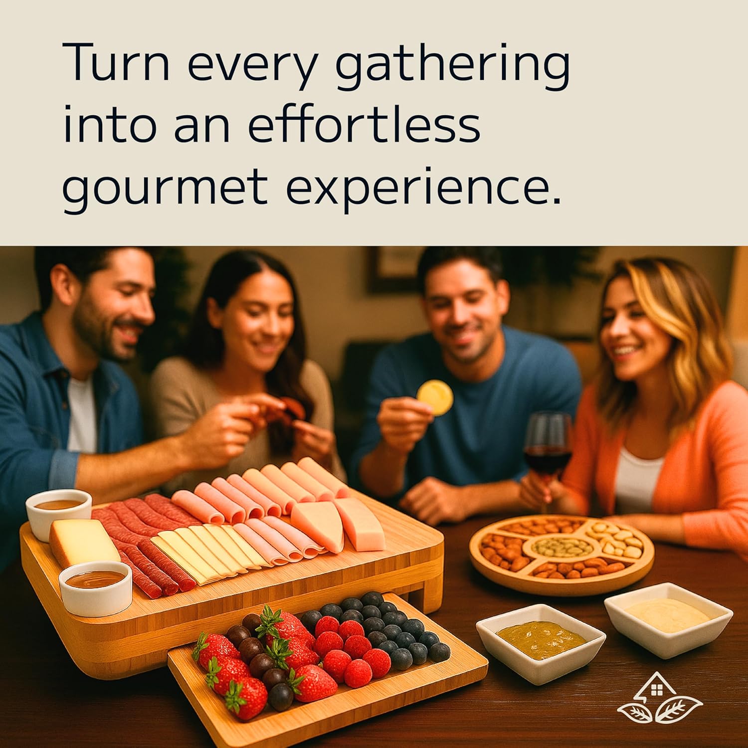 XL Bamboo Charcuterie Board Set – Premium Cheese Board with Accessories, Large Serving Platter for Wine & Appetizers, Perfect Housewarming & Wedding Gift - Image 7