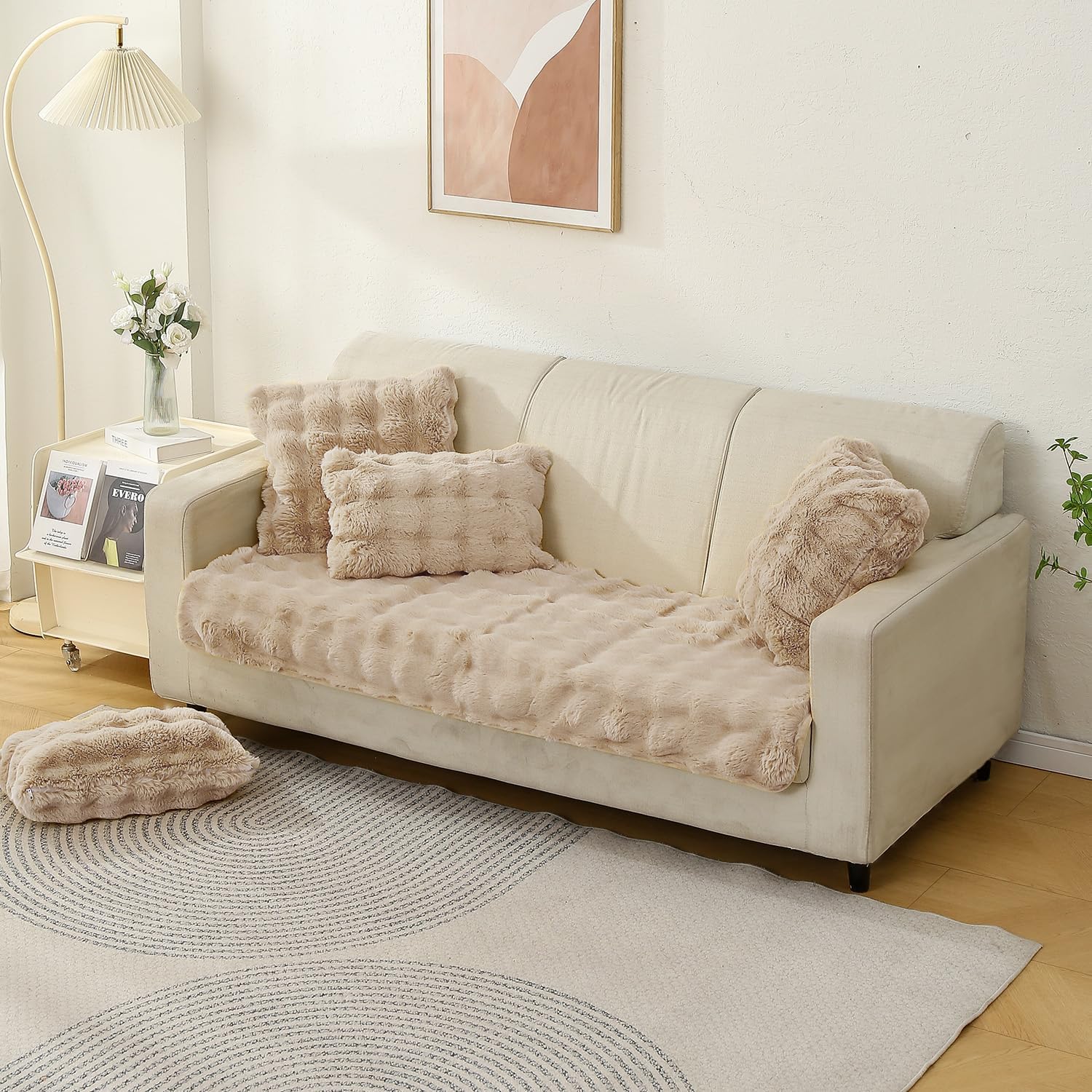 Premium Faux Rabbit Fur Sofa Seat Mats