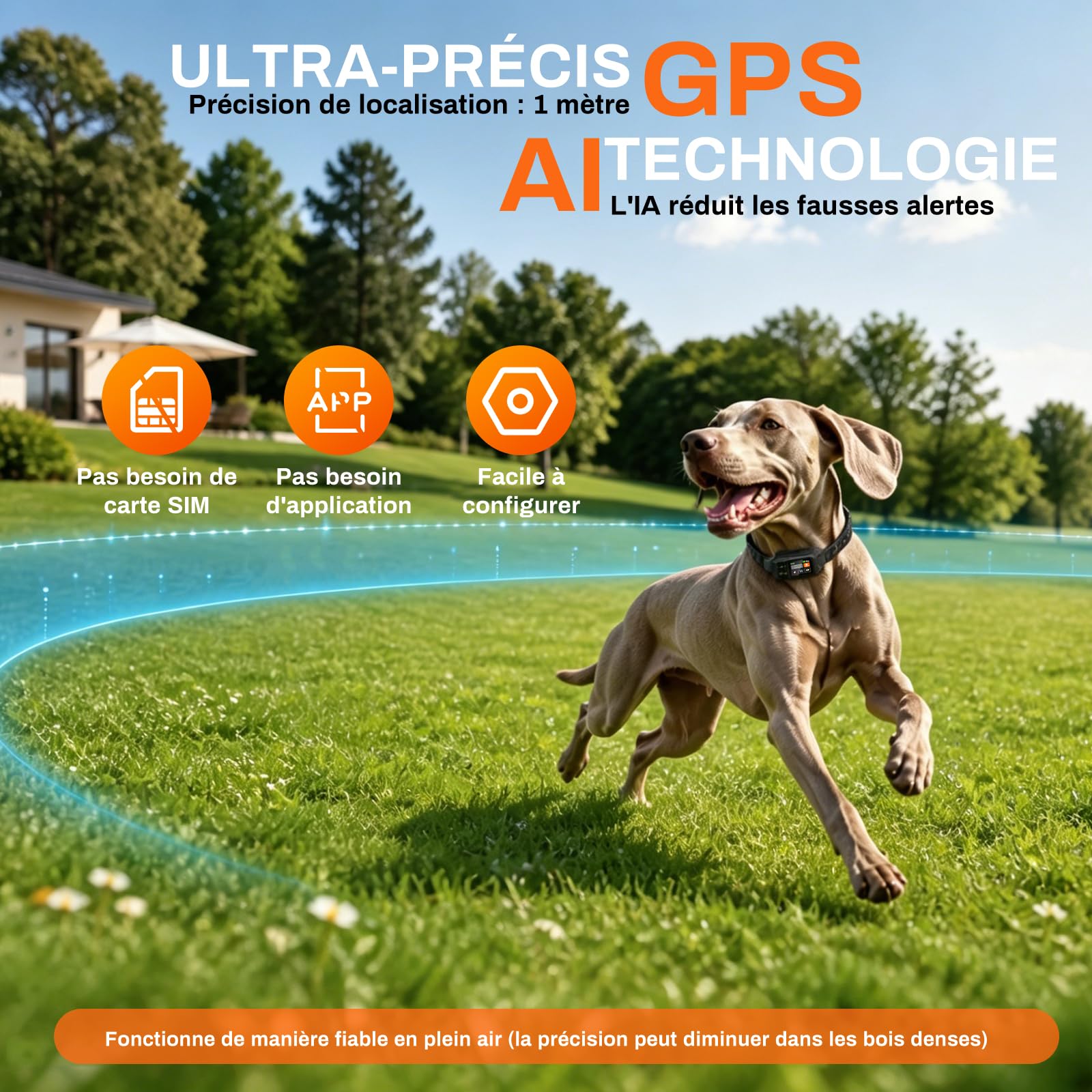 Clôture Électrique sans Fil pour Chien, Collier Anti-Fugue GPS Localisation Précise, 3 Modes Bip/Vibration/Choc, IPX7 Étanche, Collier Anti-Fugue sans Fil Jardin Ferme Camping
