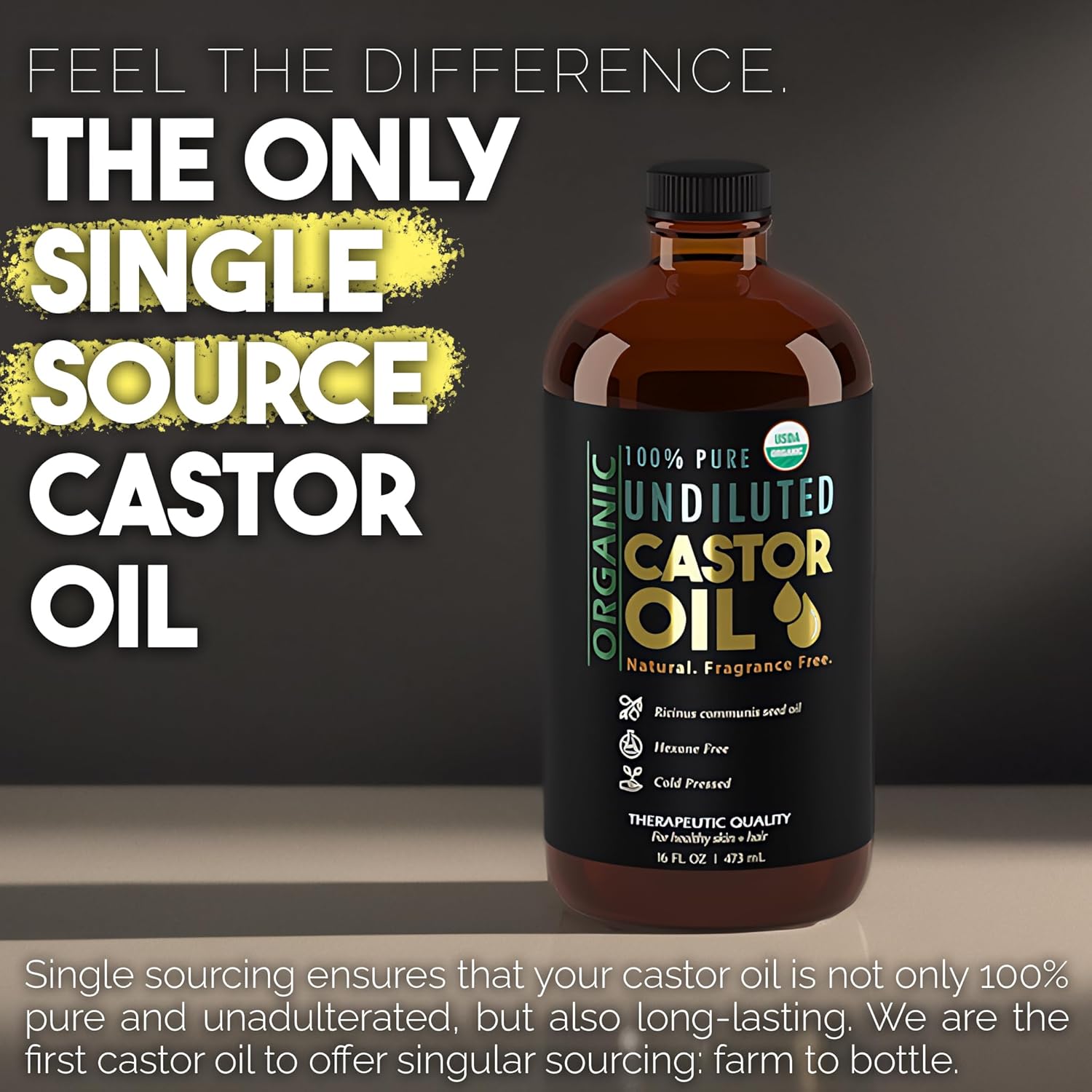 BALM OF GILEAD Organic Castor Oil for Skin Hydration - Therapeutic Cold Pressed, USDA Certified 100% Pure, Glass Bottle - 16 oz Unrefined, Hexane Free, Castor Oil for Hair & Eyelashes Growth - Image 2