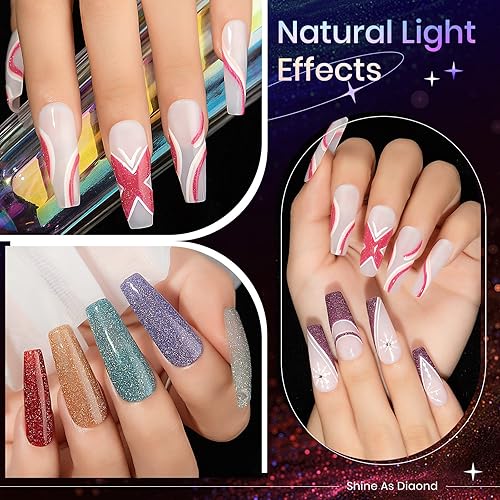 Miniatura 6 de Esmalte de gel con purpurina reflectante de 12 colores, esmalte de uñas de gel plateado, rosa, azul, brillante, holográfico, manicura para remojar