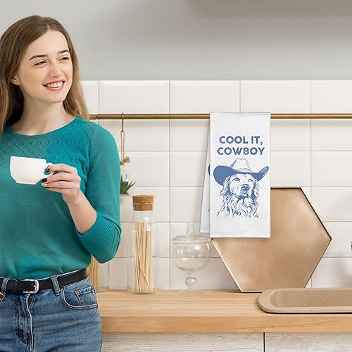 Miniatura 3 de Blue Western Cowboy - Toallas de cocina decorativas de 16 x 24 pulgadas, modernos paños de cocina retro preppy paños de cocina, paños de cocina,