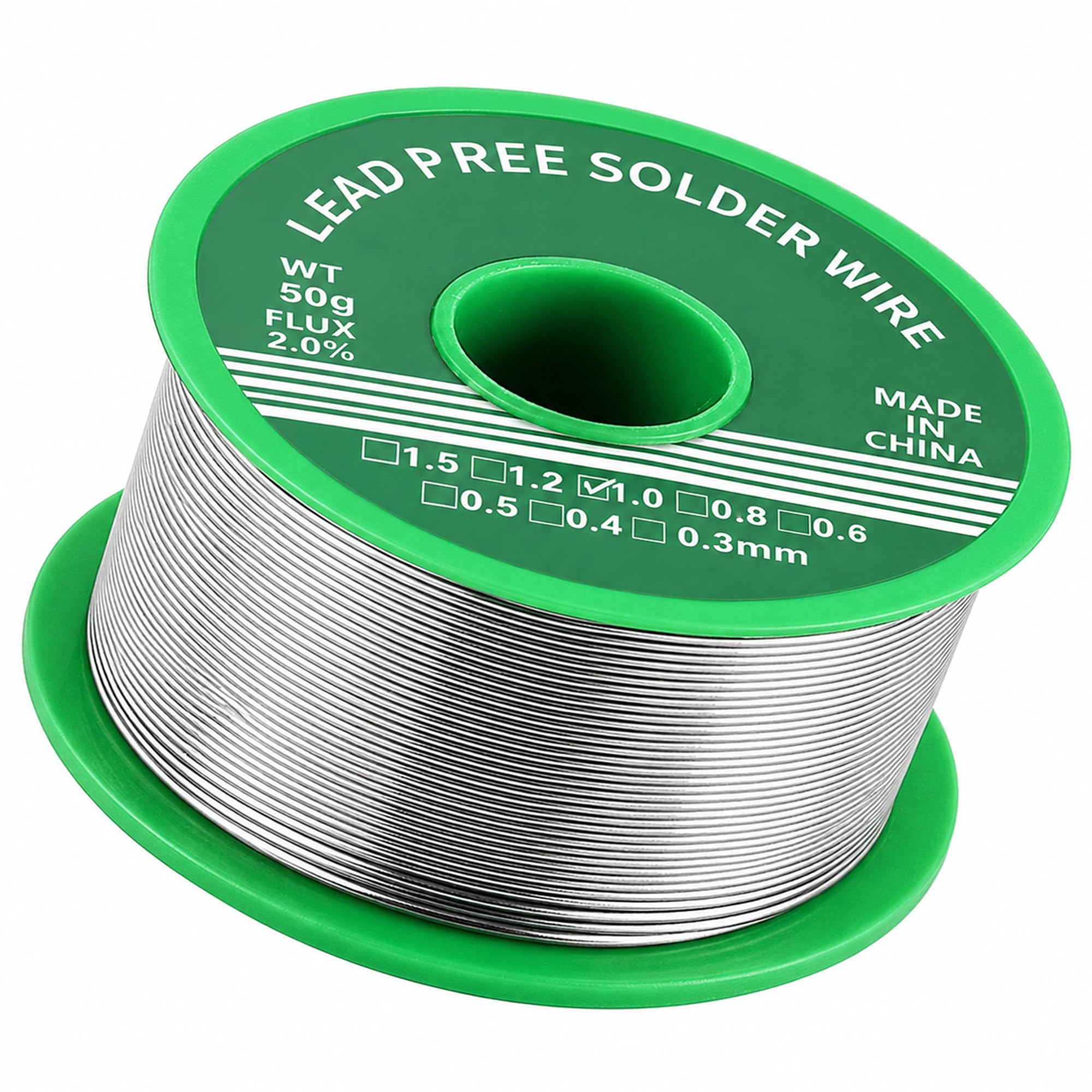 Alambre de Soldadura sin Plomo 1mm 50g Sn99 Ag0.3 Cu0.7 | Núcleo de Colofonia 2% – Hilo Estaño para Soldar Electrónica, PCB, IC, Reparación Profesional y DIY de Alta Precisión