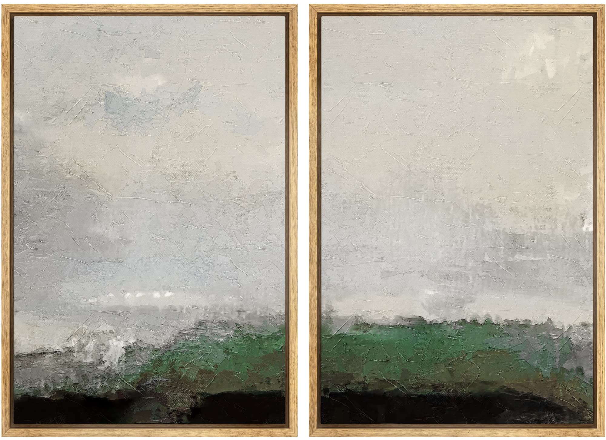 MUDECOR Framed Canvas Print Wall Art Set Watercolor Pastel Green Tan Landscape Abstract Shapes Illustrations Modern Art Decorative Contemporary for Living Room, Bedroom, Office - 16"x24"x2 Natural — view 50