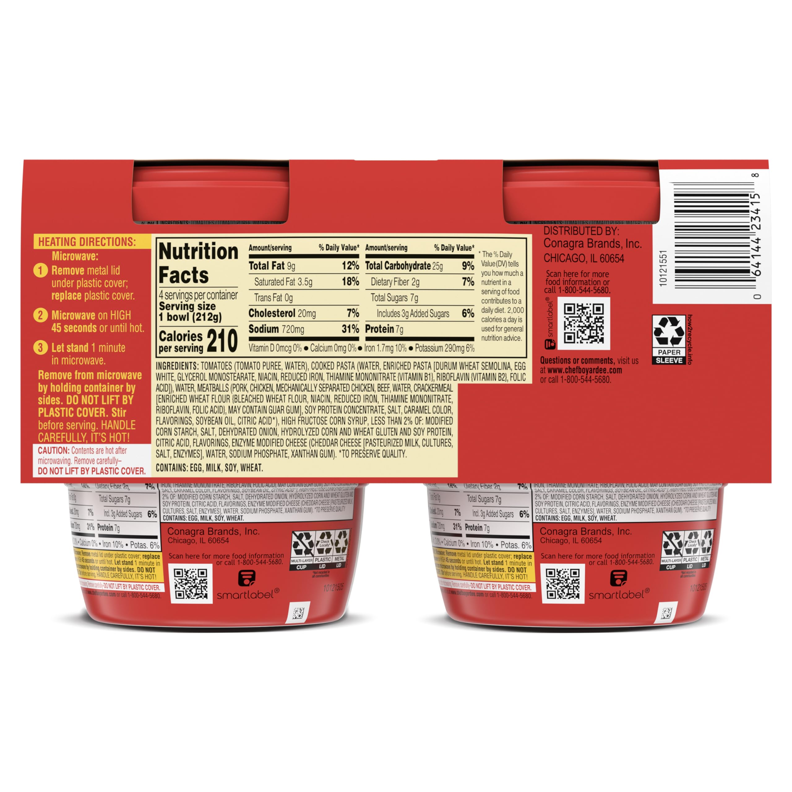 Chef Boyardee Spaghetti Meatballs Microwave Meal 7 5 oz 4-Count — view 2