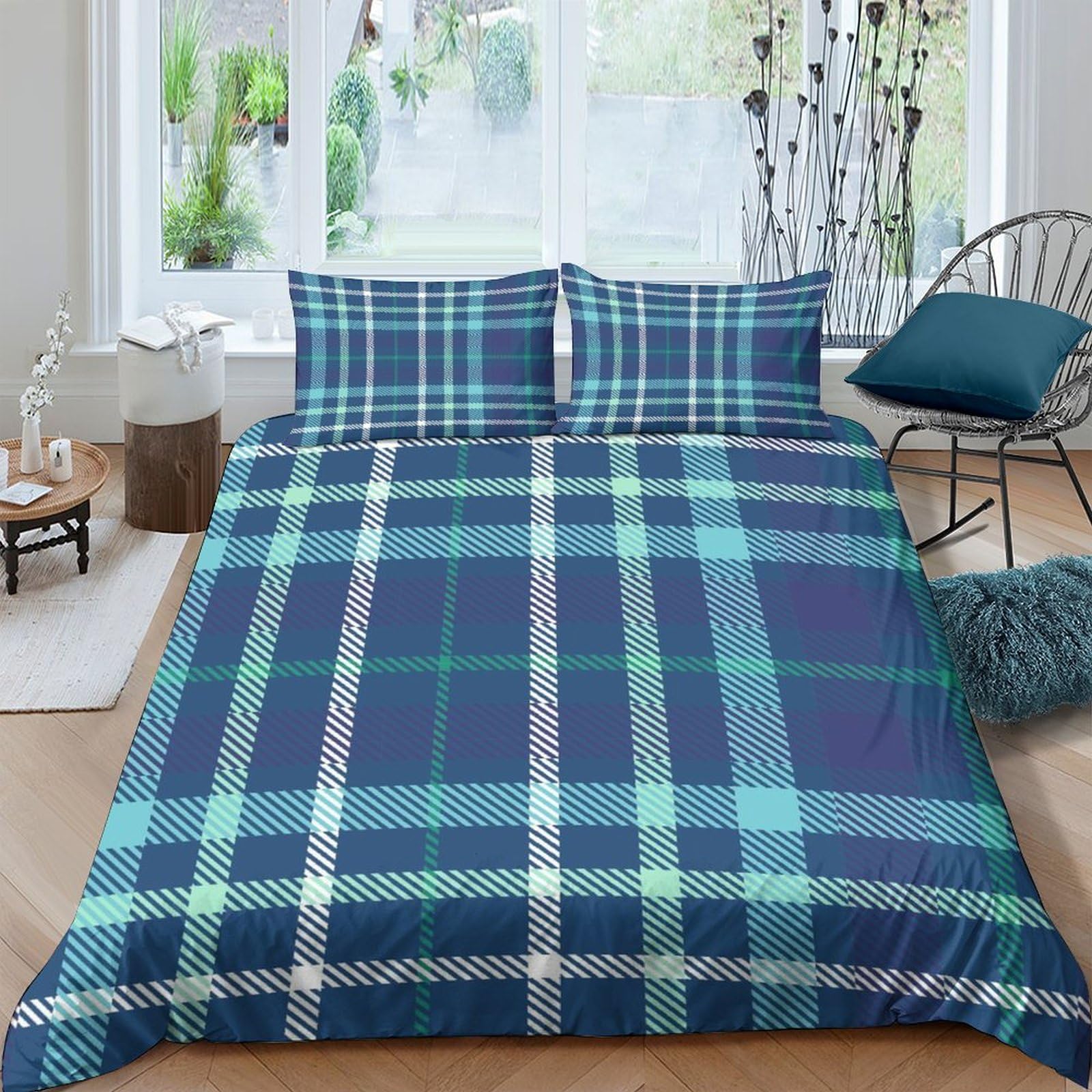 Parure Line 3 pièces Douceur d'Intérieur 200x200 cm en coton 42 fils pour lit deux personnes