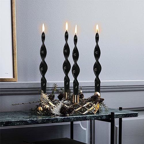 Miniatura 5 de Twirl - Velas cónicas negras  Vela flexible de 10 pulgadas, velas largas cónicas trenzadas para decoración del hogar, bodas, regalos (17D4PC-negro)