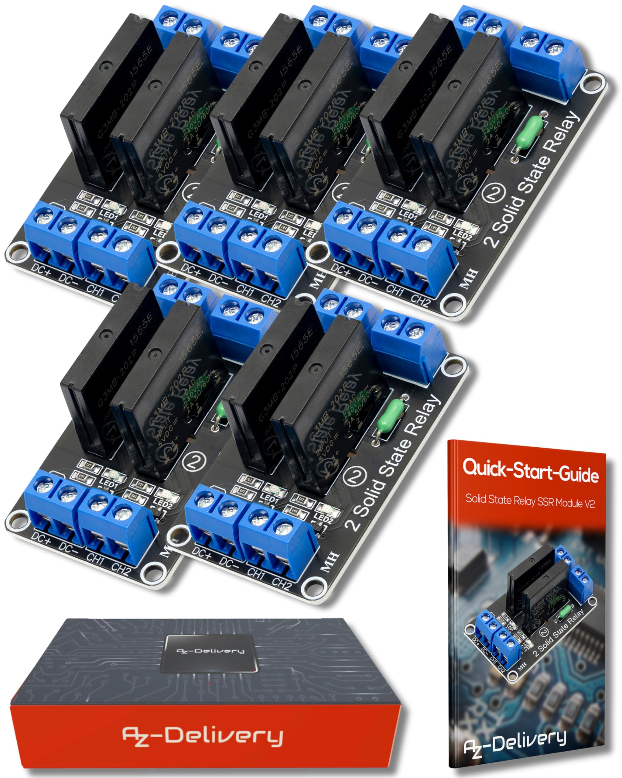 AZDelivery Module relais 5 x 2 canaux 5 V DC Solid State Relais Low Level Trigger Power Switch Relais Board Compatible avec Arduino et Raspberry Pi
